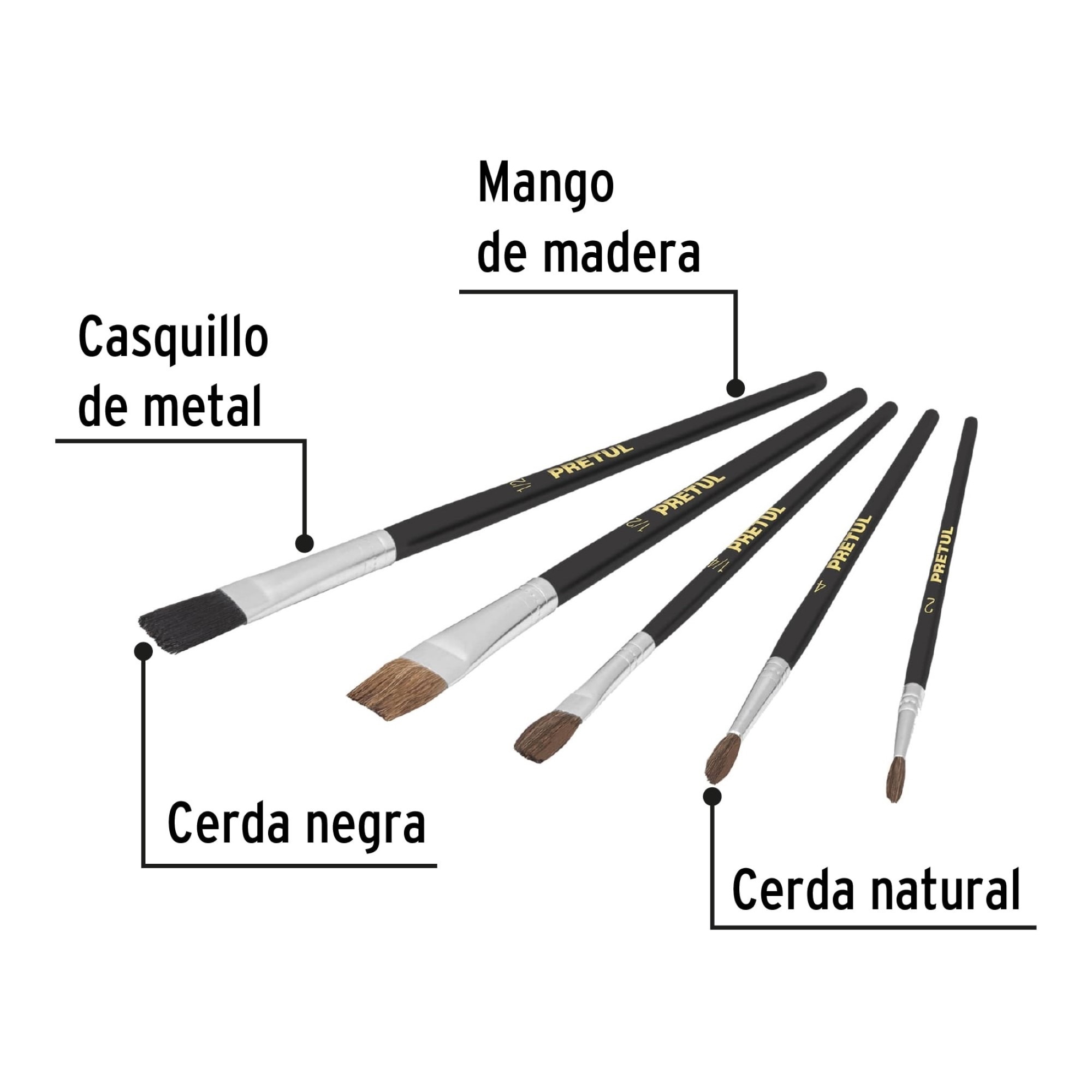 Juego De 5 Pinceles - Imagen 3