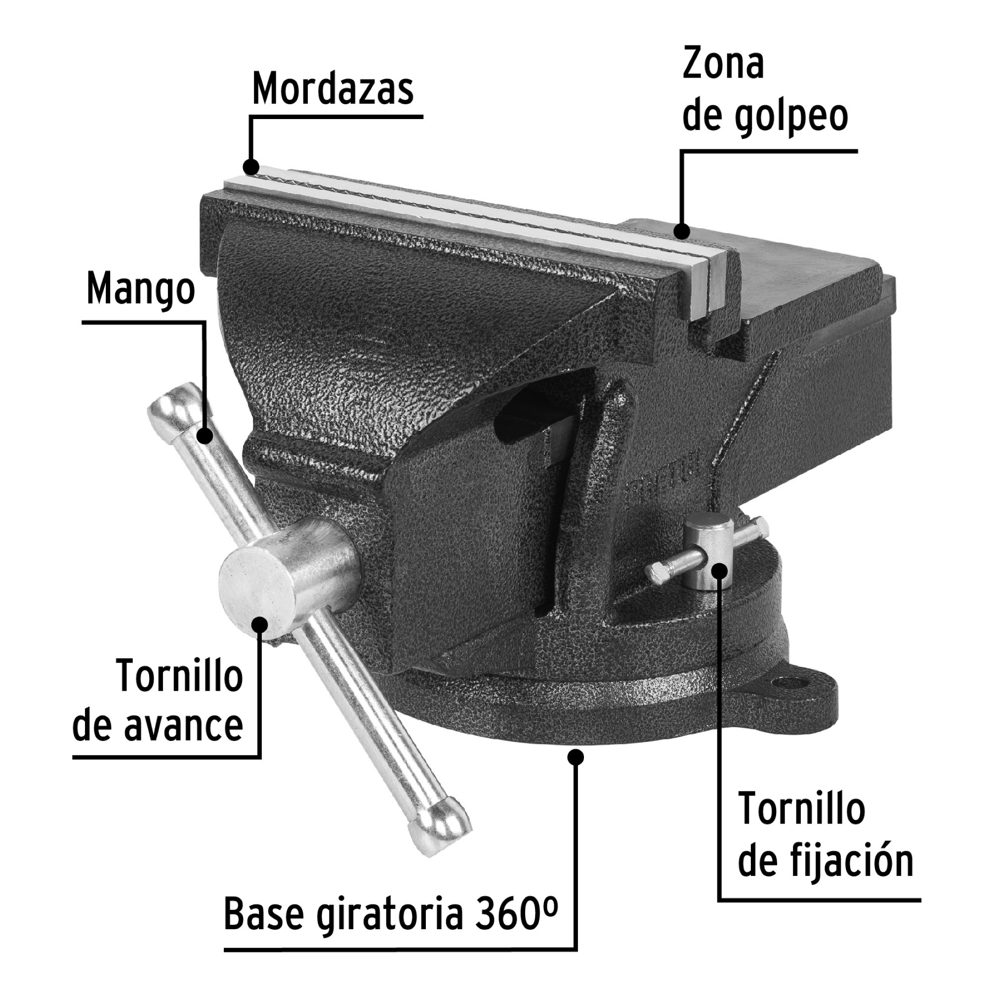 Prensa De Banco Profesional Giratoria De 8" Apertura 15 cm - Imagen 4
