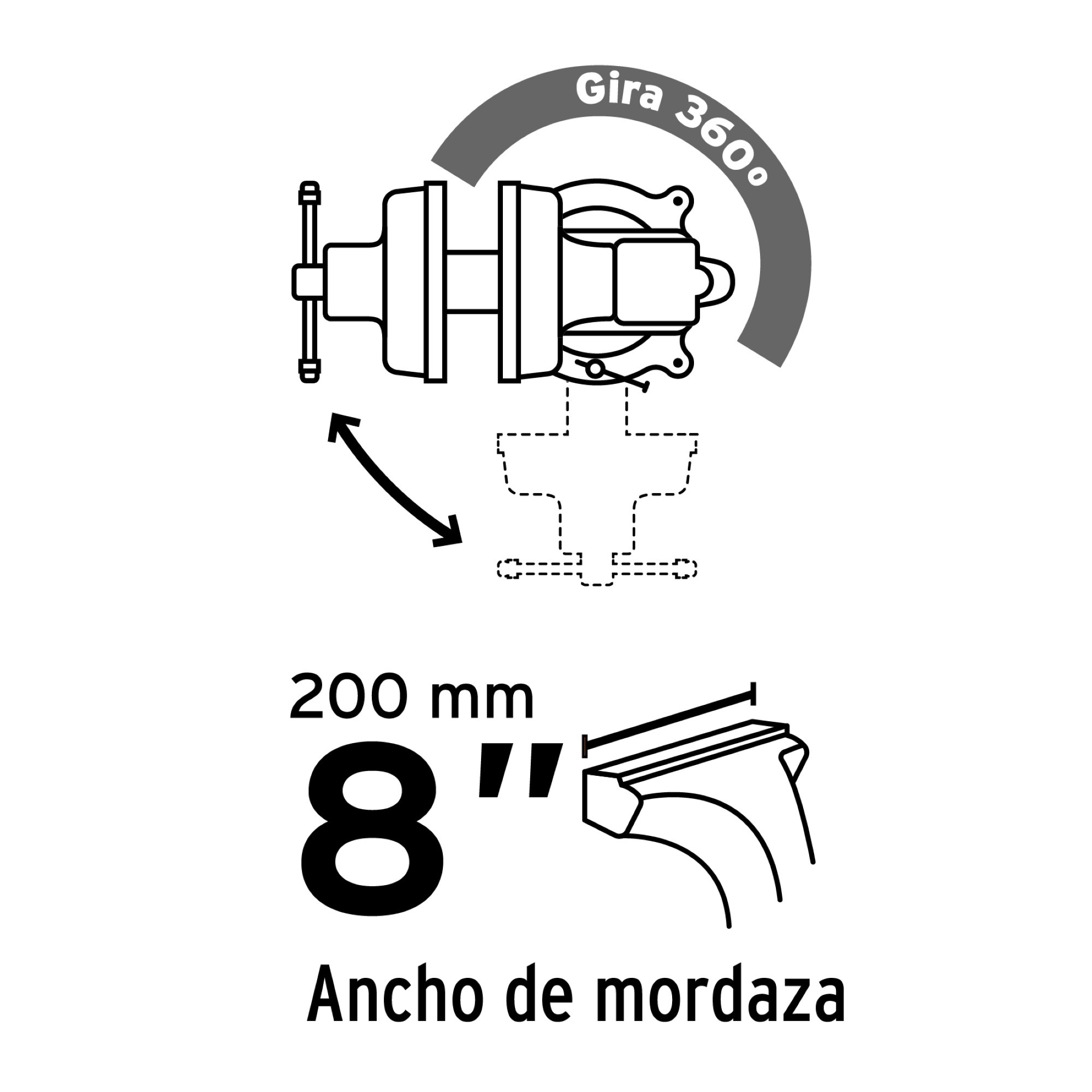 Prensa De Banco Profesional Giratoria De 8" Apertura 15 cm - Imagen 5