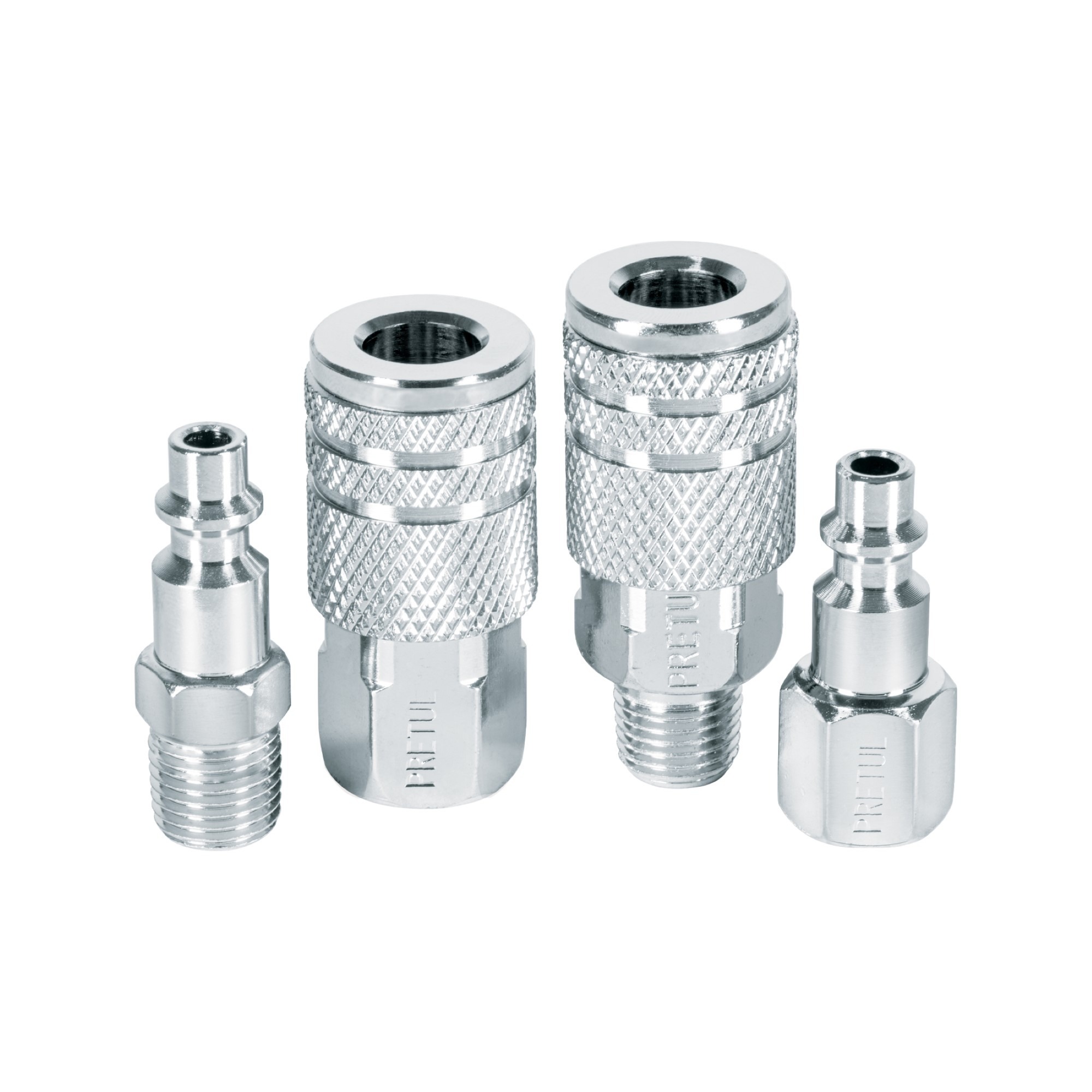 Juego De Acoples Rápidos Cromados Para Compresor 4 Piezas