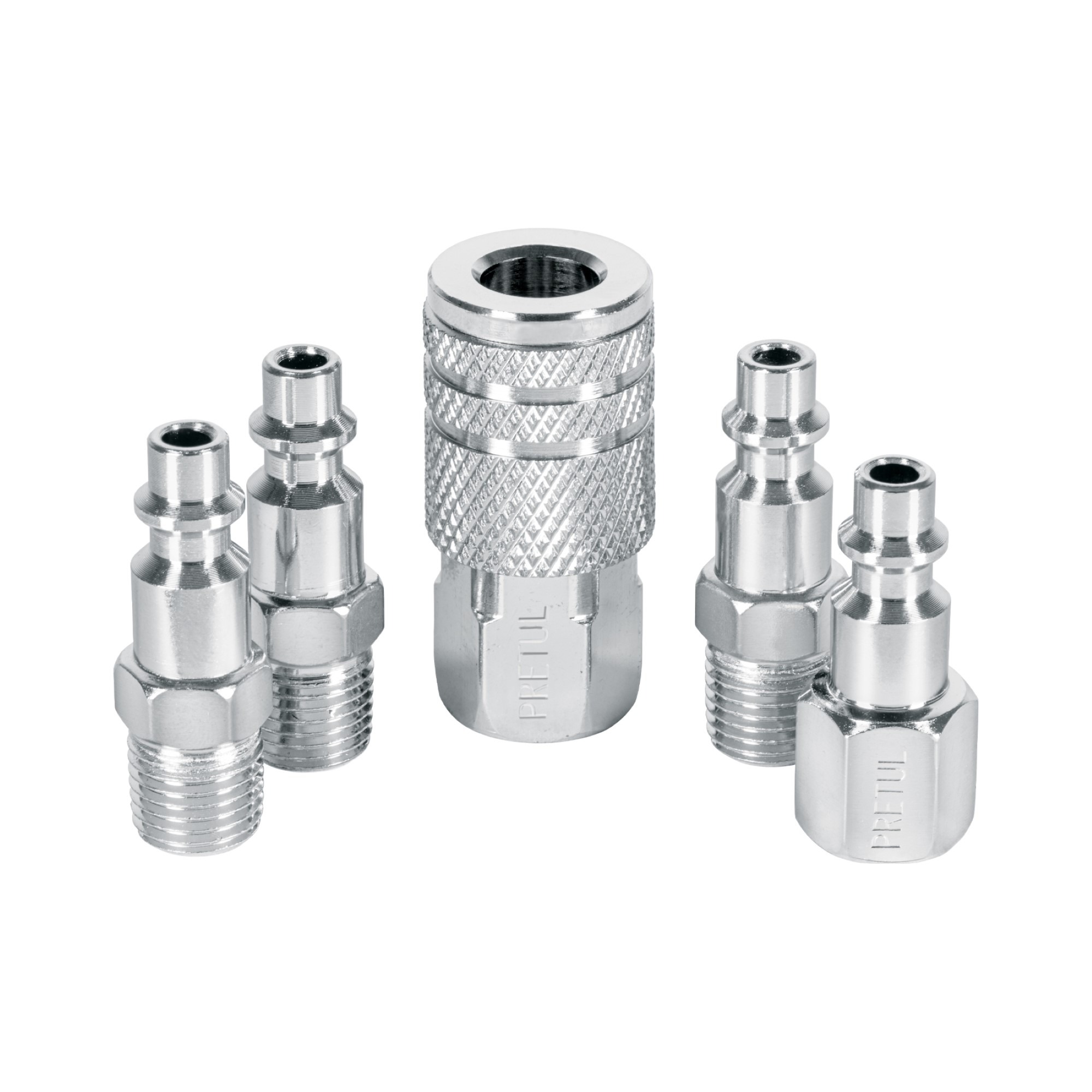 Juego De Acoples Rápidos Cromados Para Compresor 5 Piezas