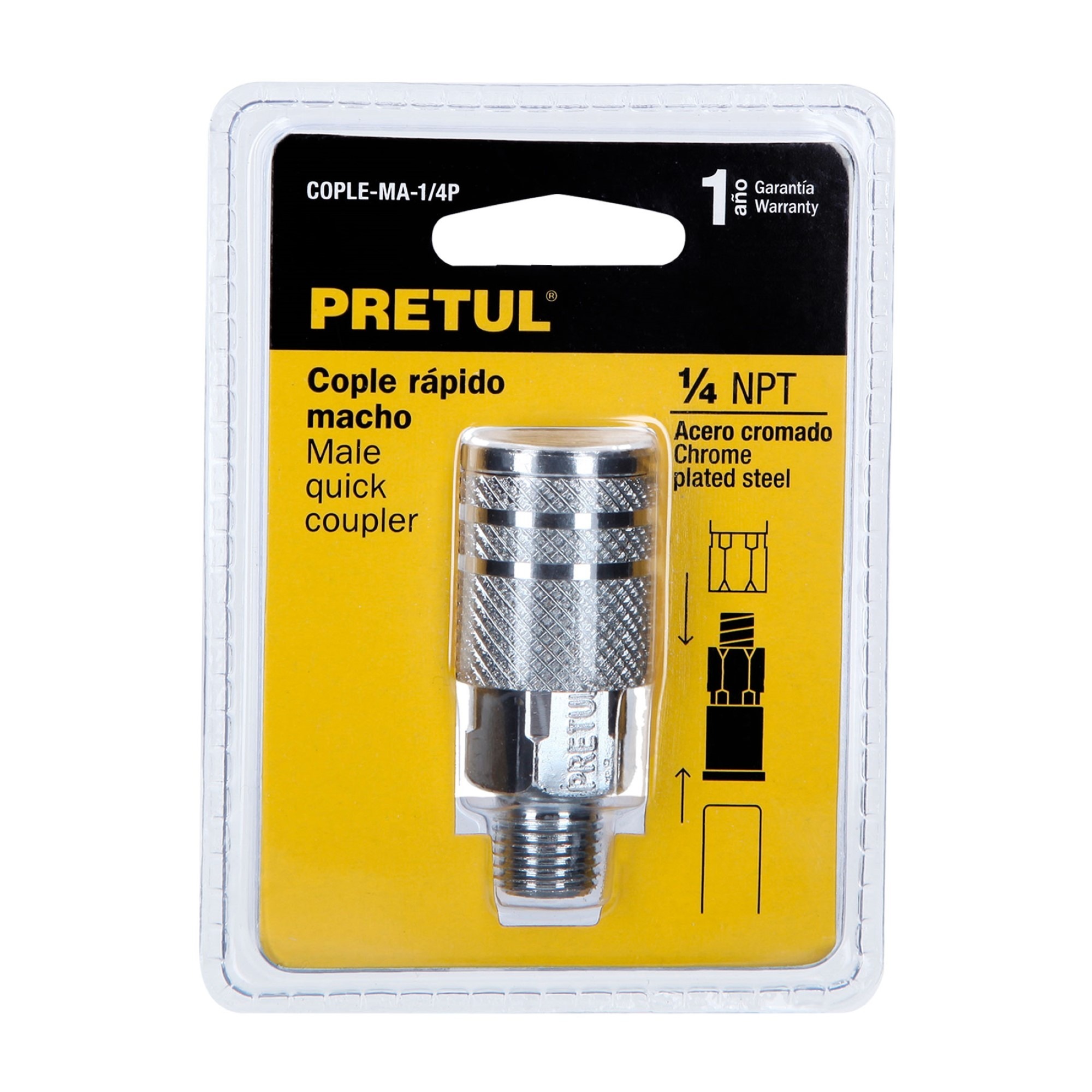 Acople Rápido Cromado De 1/4 Npt Para Compresor Macho - Imagen 2