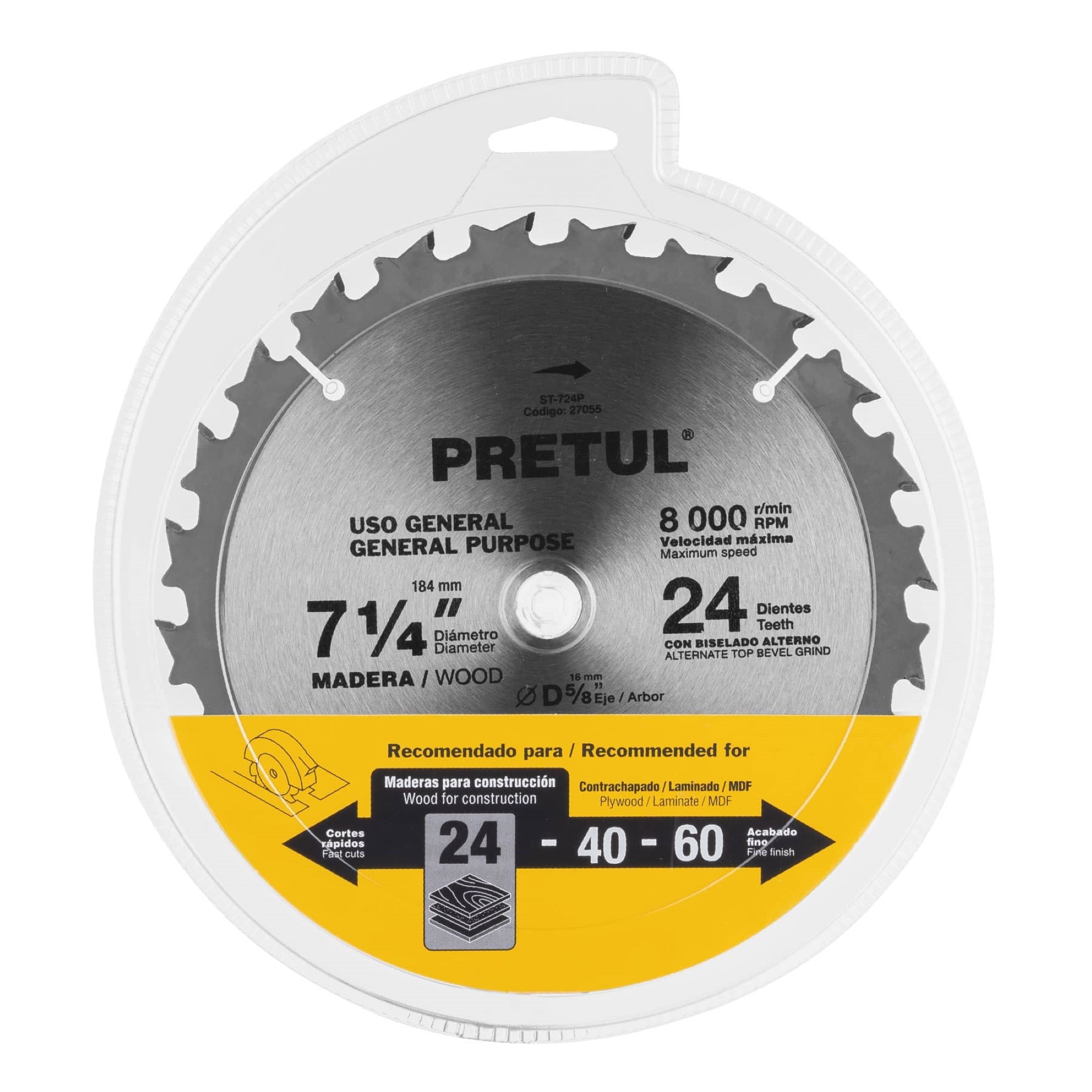 Disco Sierra De 7-1/4" Para Madera Con 24 Dientes - Imagen 2
