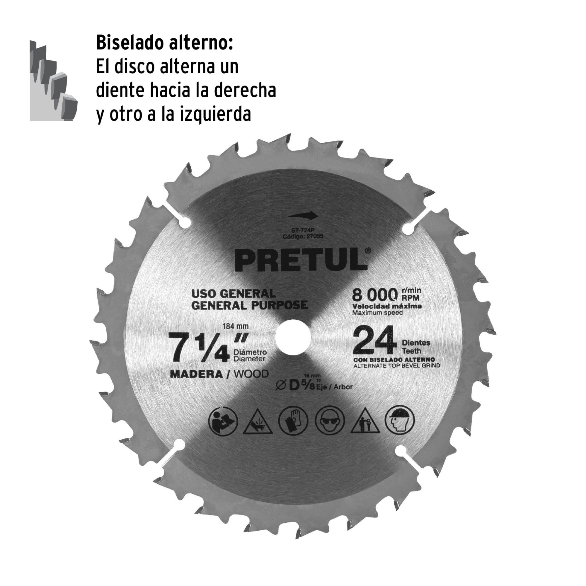 Disco Sierra De 7-1/4" Para Madera Con 24 Dientes - Imagen 3
