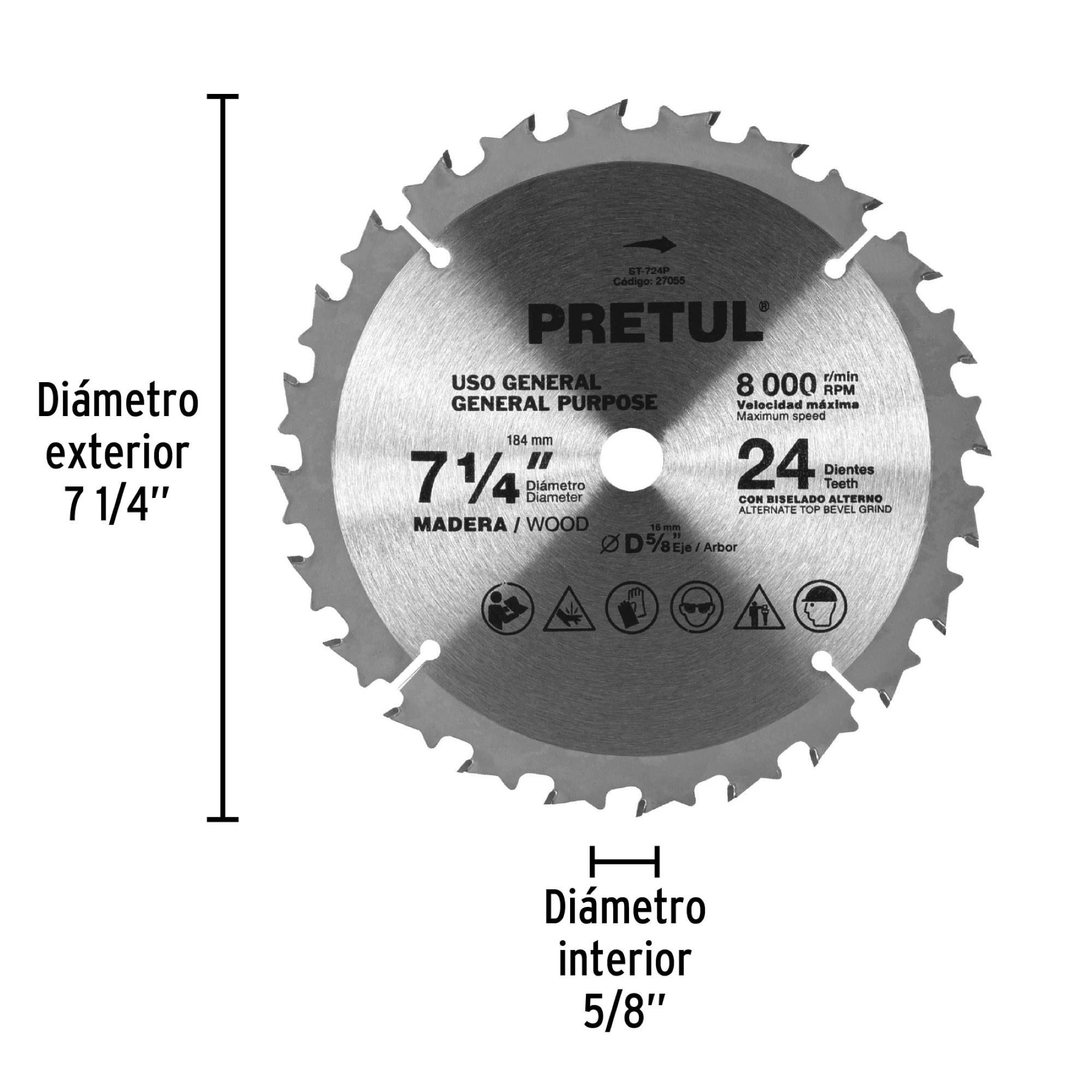 Disco Sierra De 7-1/4" Para Madera Con 24 Dientes - Imagen 4