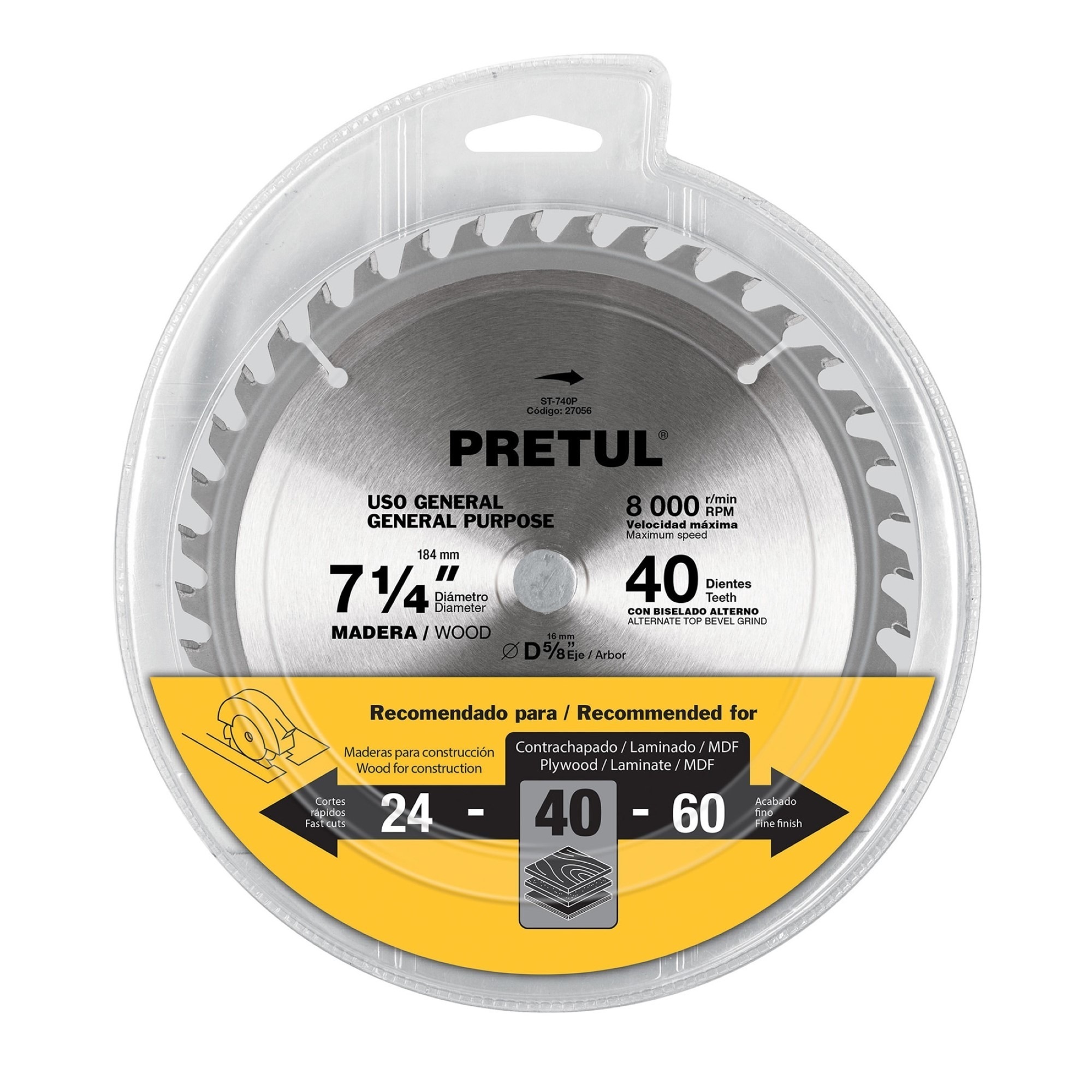Disco Sierra De 7-1/4" Para Madera Con 40 Dientes - Imagen 2