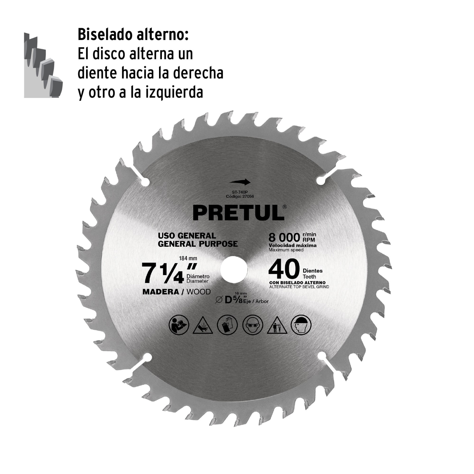 Disco Sierra De 7-1/4" Para Madera Con 40 Dientes - Imagen 3