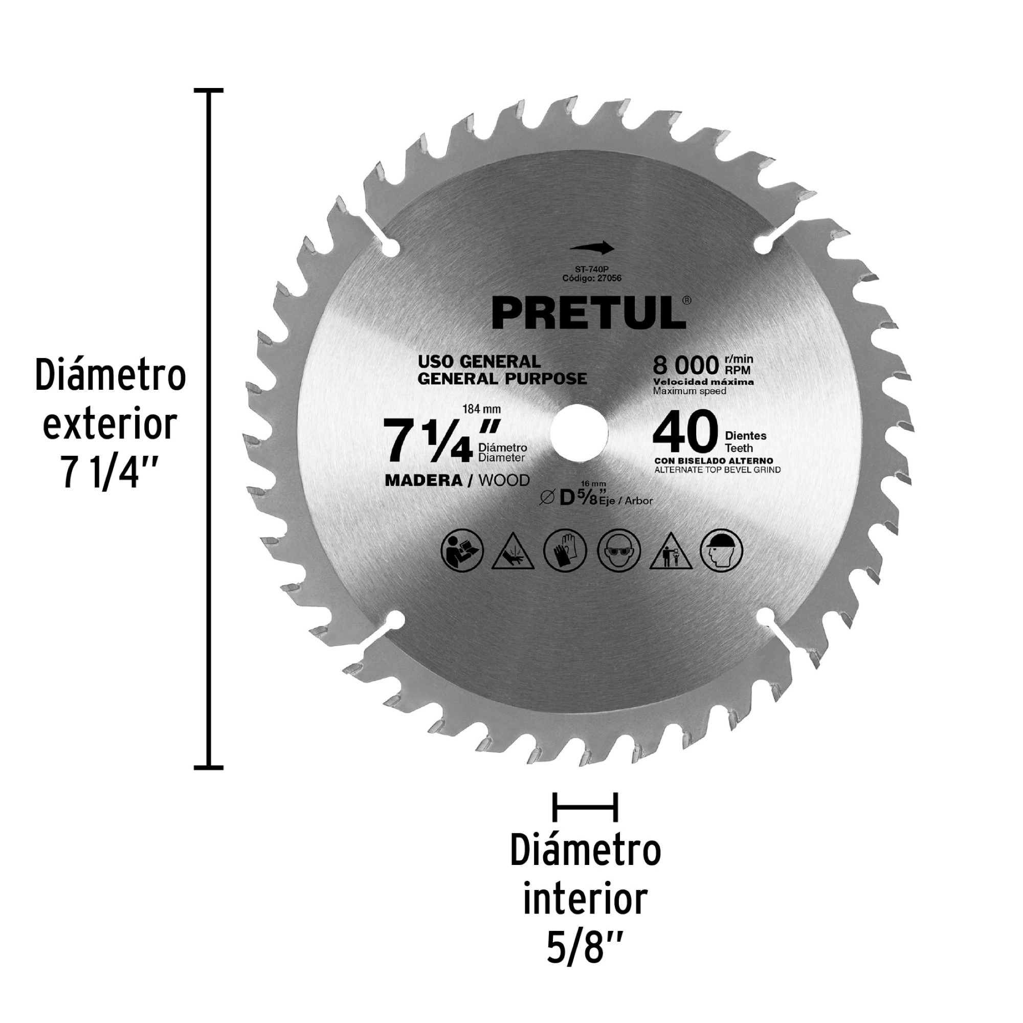 Disco Sierra De 7-1/4" Para Madera Con 40 Dientes - Imagen 4