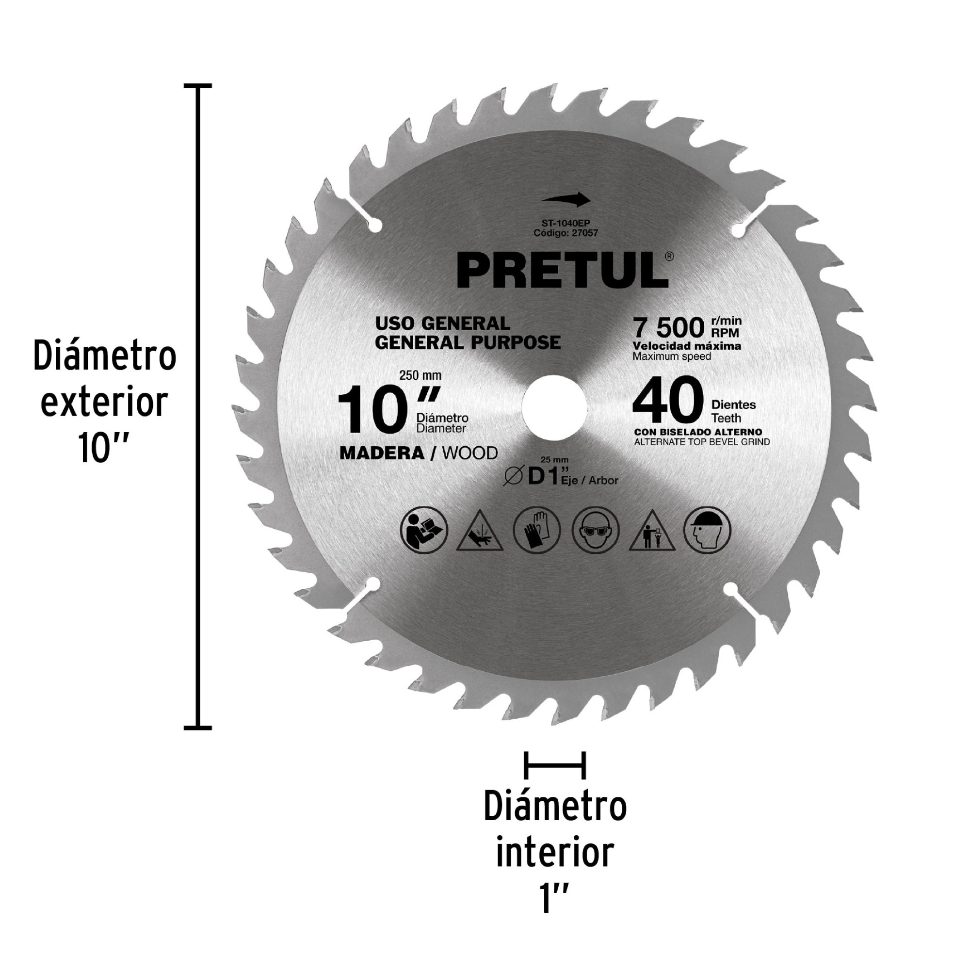 Disco Sierra Madera de 10" Centro 1" 40 Dientes - Imagen 4