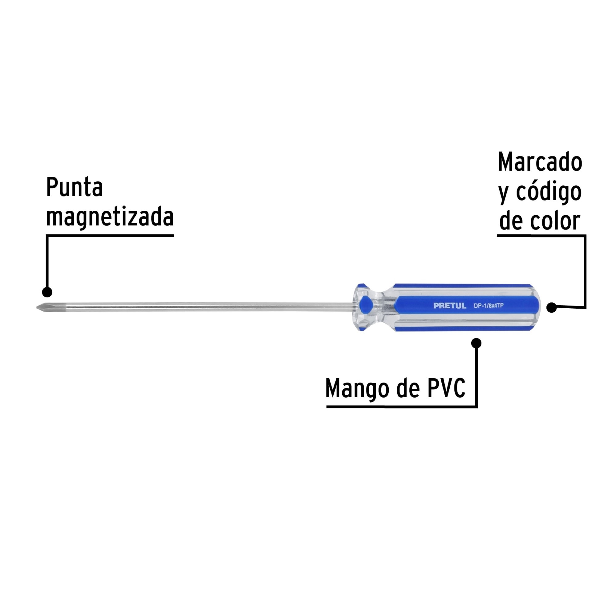 Destornillador Punta Phillips De 1/8" x 4" Con Mango De PVC - Imagen 3