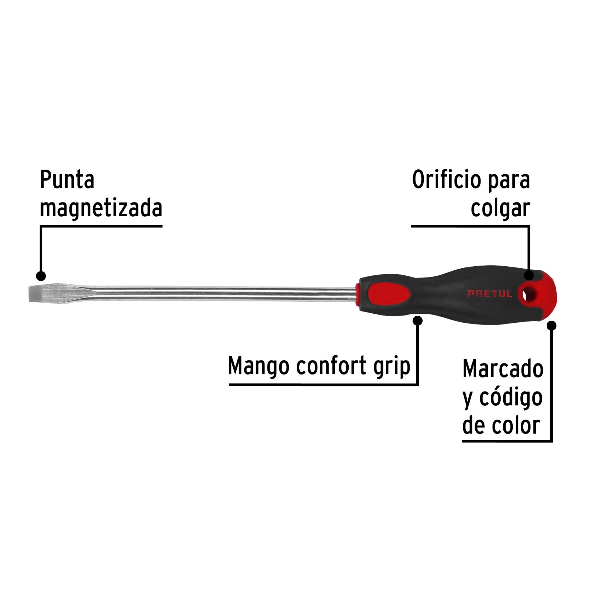 Destornillador De Pala De 3/8" x 8" Con Mango Comfort Grip - Imagen 3