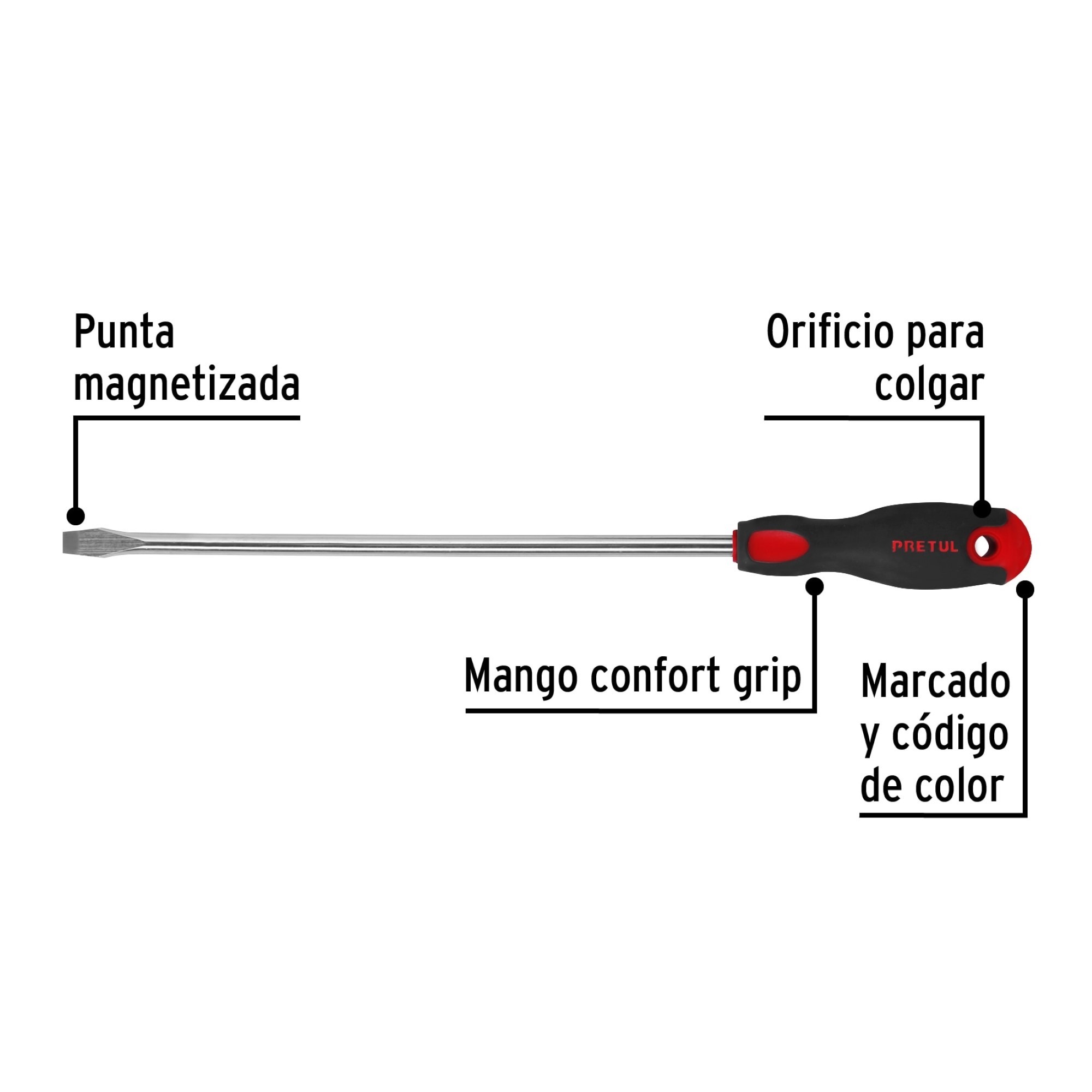 Destornillador De Pala De 3/8" x 12" Con Mango Comfort Grip - Imagen 3
