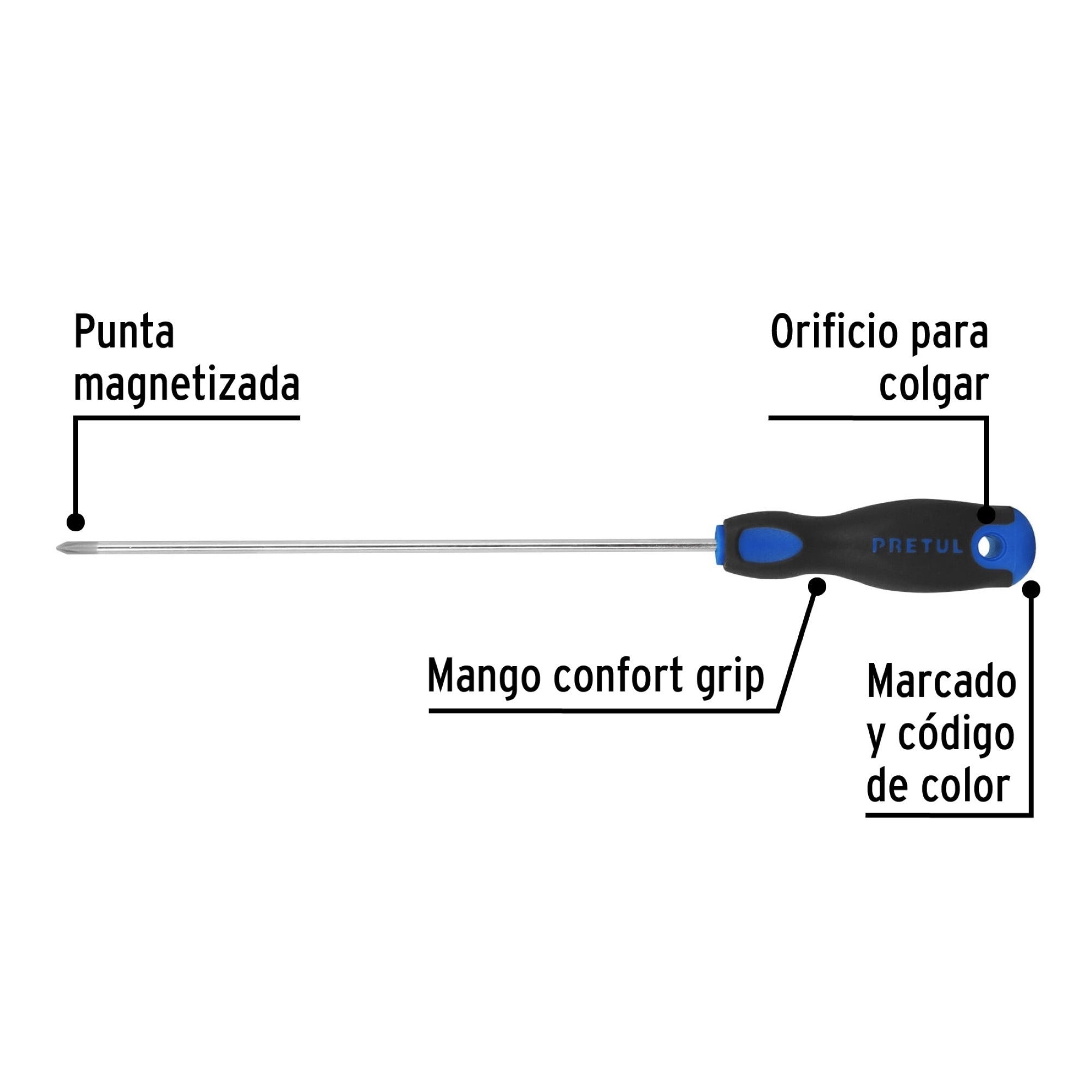 Destornillador Punta Phillips 1/8" x 4" Mango Comfort Grip - Imagen 3