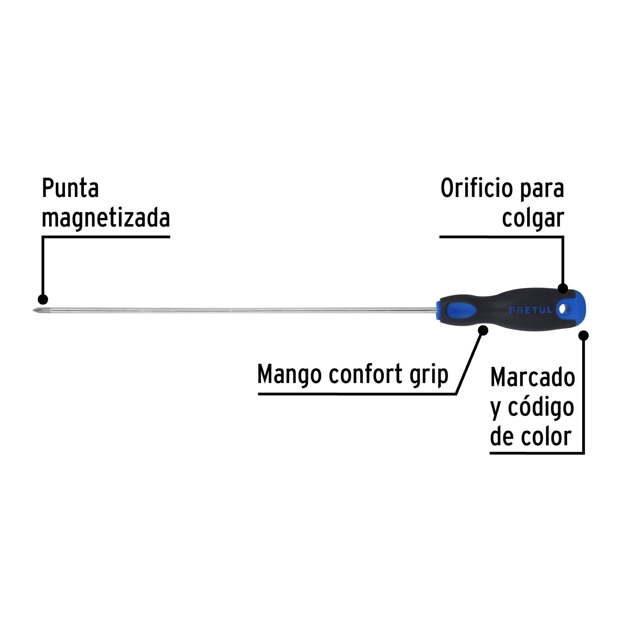 Destornillador Punta Phillips 1/8" x 8" Mango Comfort Grip - Imagen 3