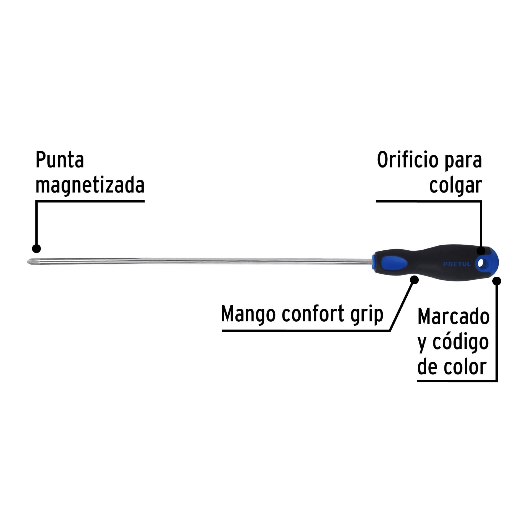 Destornillador Punta Phillips 1/4" x 12" Mango Confort Grip - Imagen 3