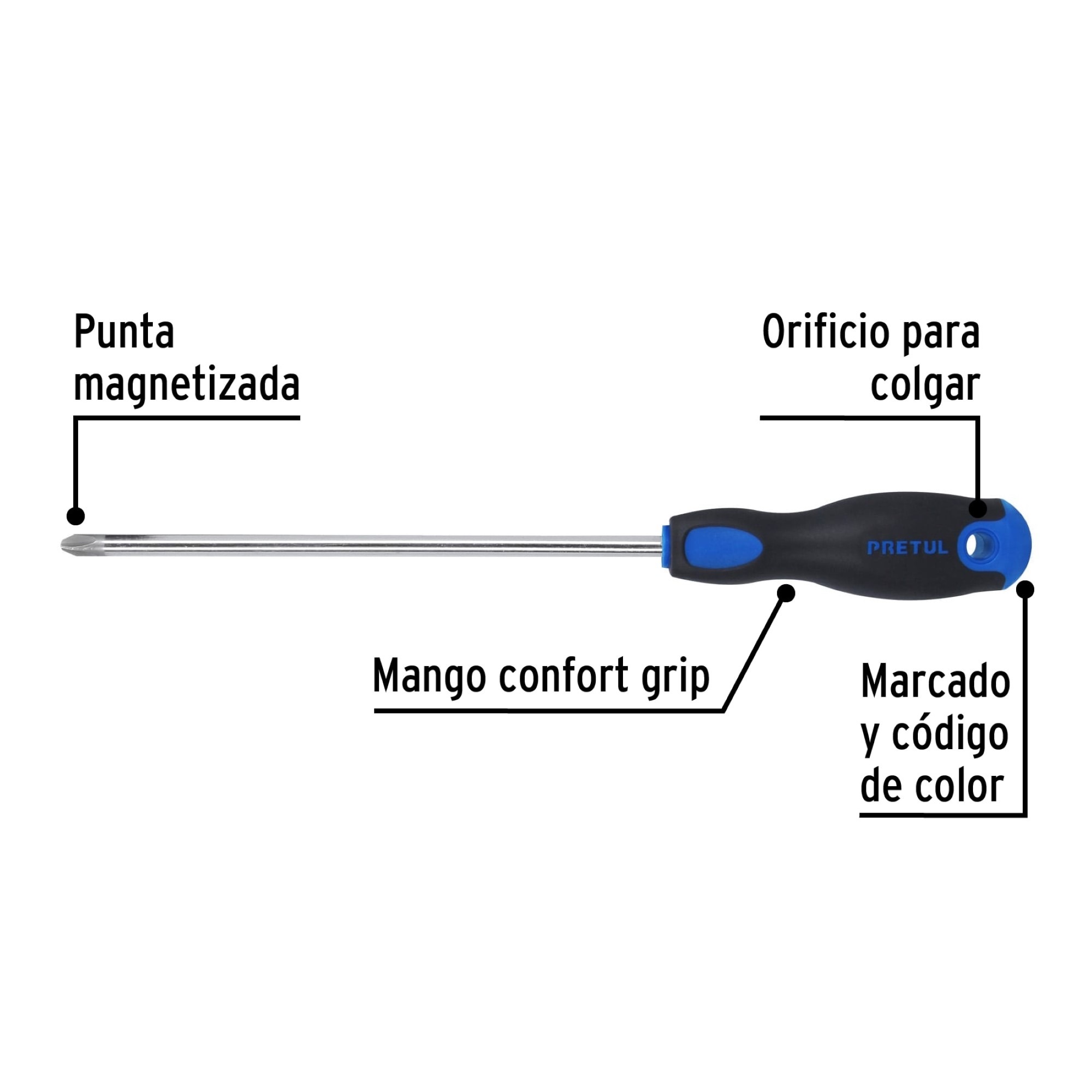 Destornillador Punta Phillips 5/16" x 8" Mango Confort Grip - Imagen 3