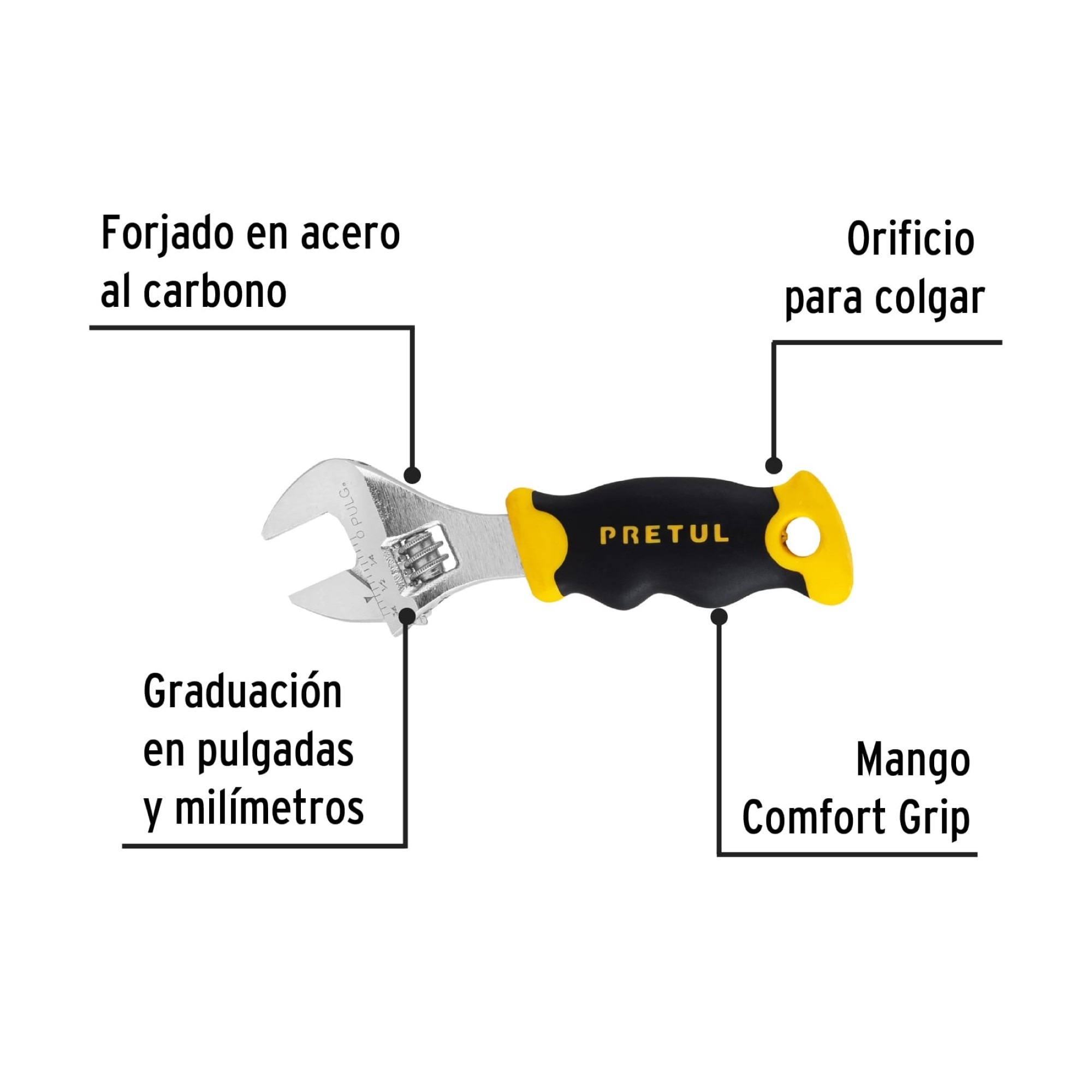 Llave Ajustable De 5" Forjada En Acero Al Carbono - Imagen 3