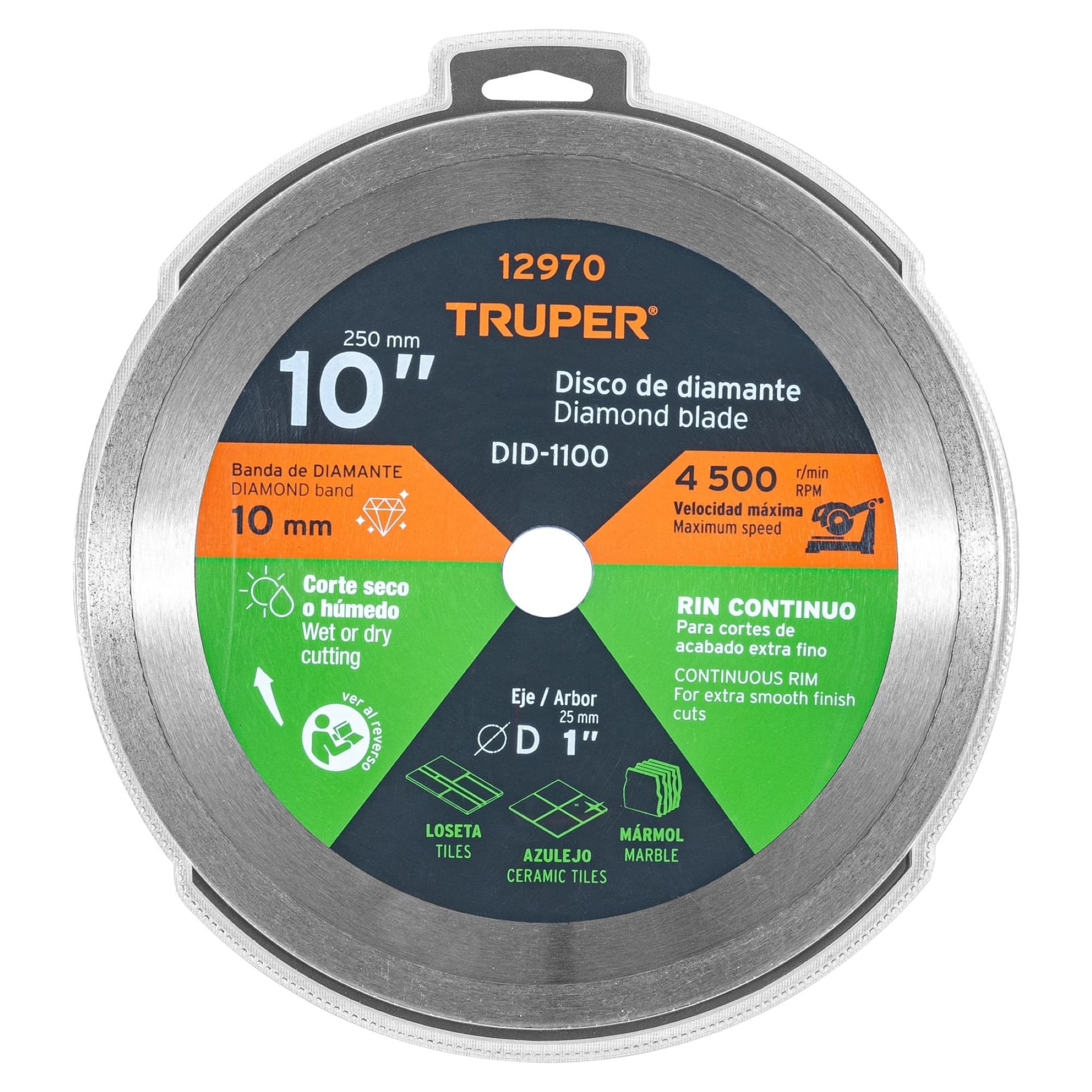 Disco De Diamante Rin Continuo De 10" Centro 7/8" - Imagen 2