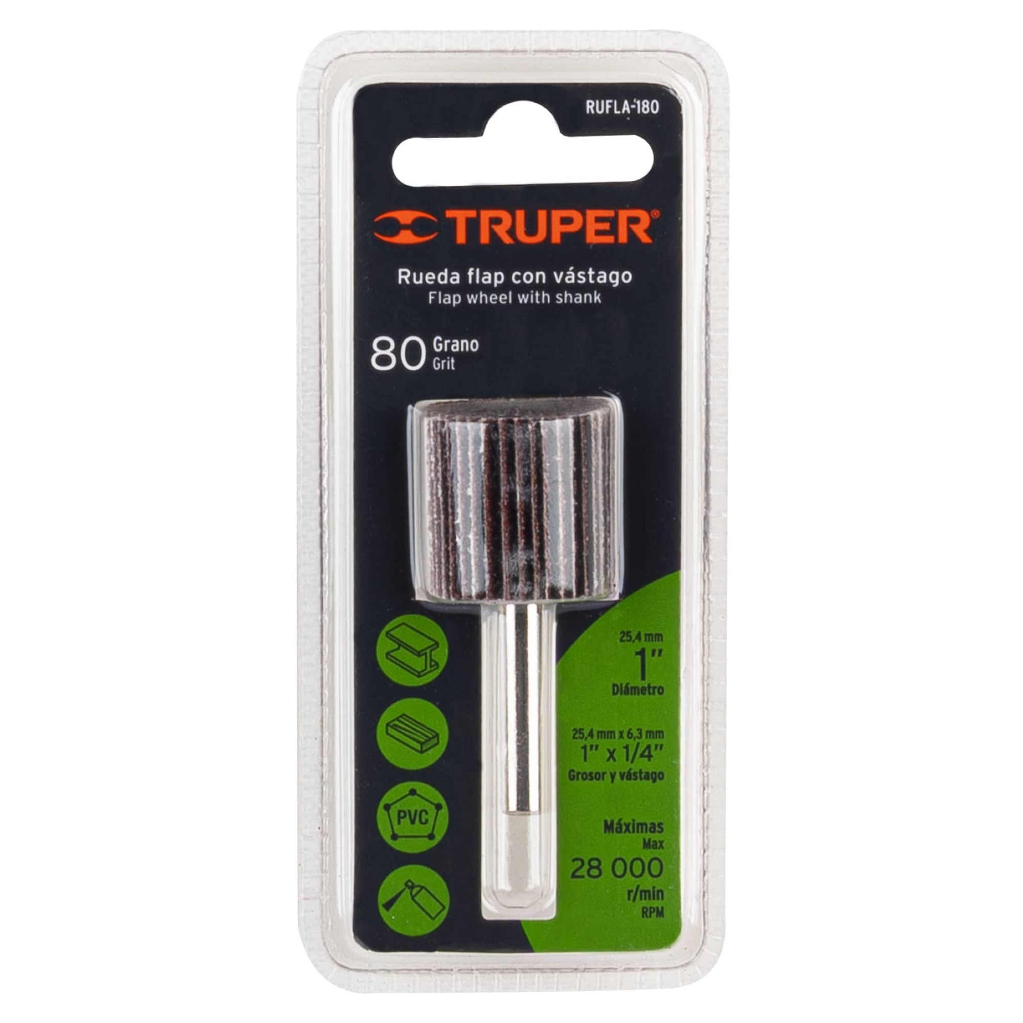 Rueda Flap De 1" Con Zanco De 1/4" Y Grano 80 - Imagen 3