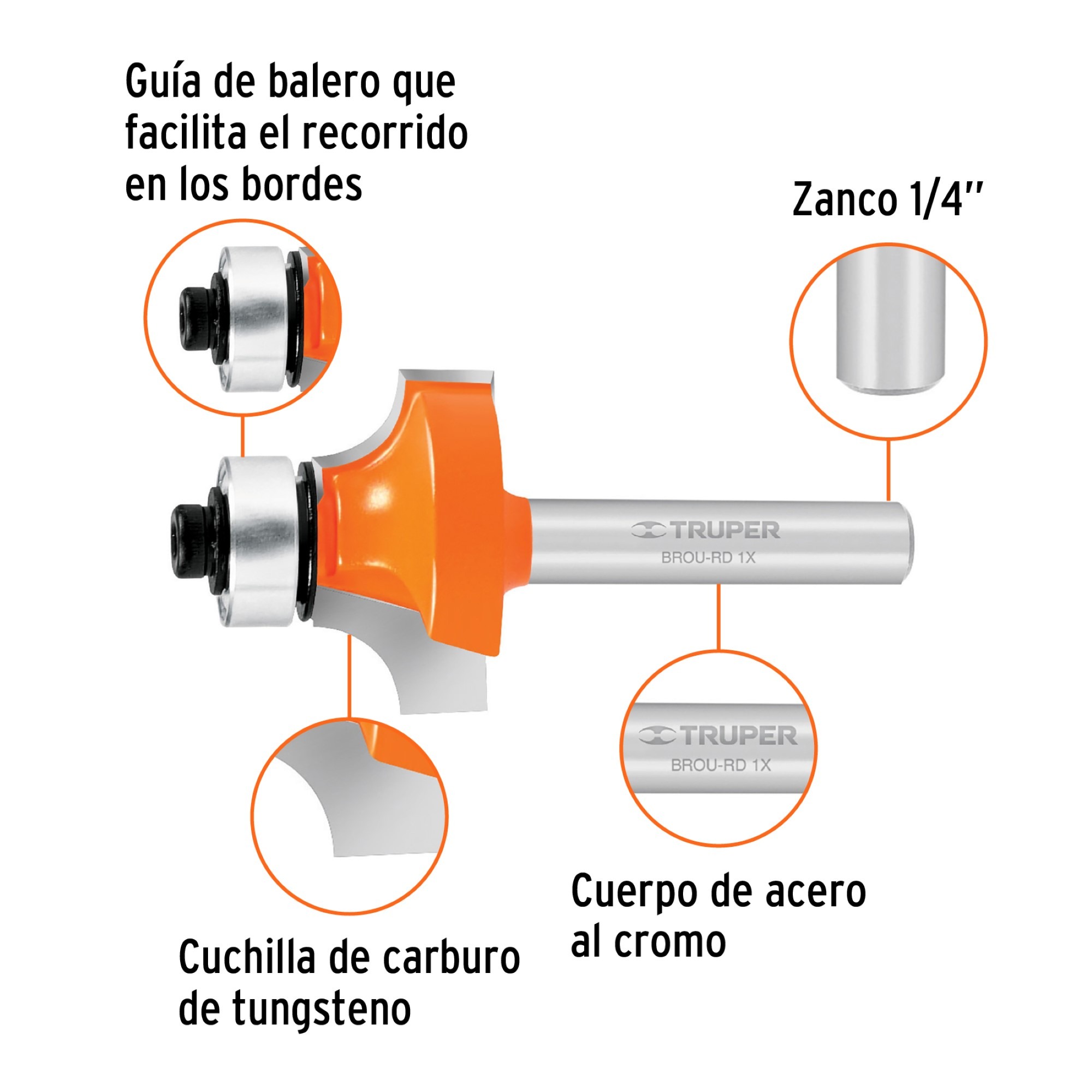 Fresa Redondeadora Con Balinera. Diámetro 1" - Imagen 4