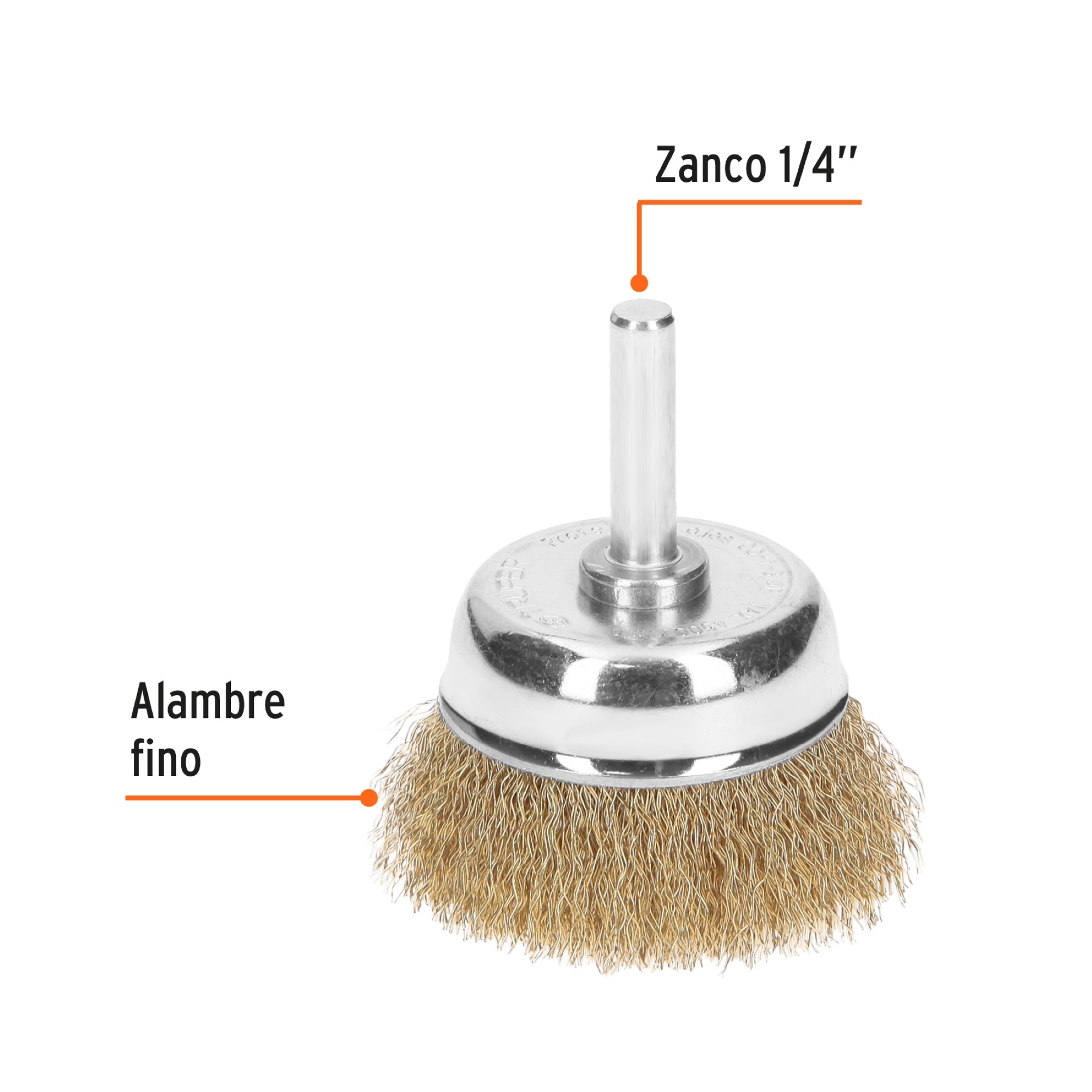 Grata Copa De Alambre Fino De 1.3/4" Zanco De 1/4" - Imagen 4