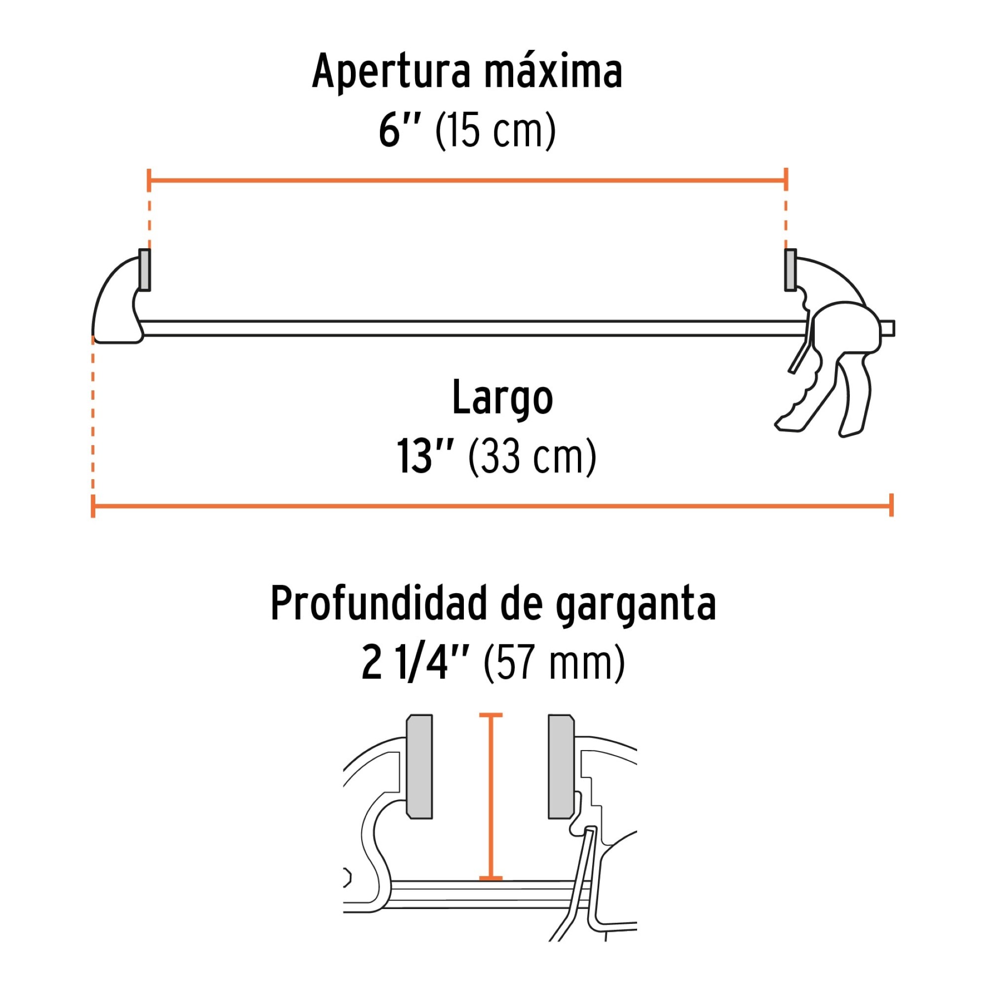 Prensa Rápida Para Carpintería De 6" Con Cuerpo De Nylon - Imagen 3