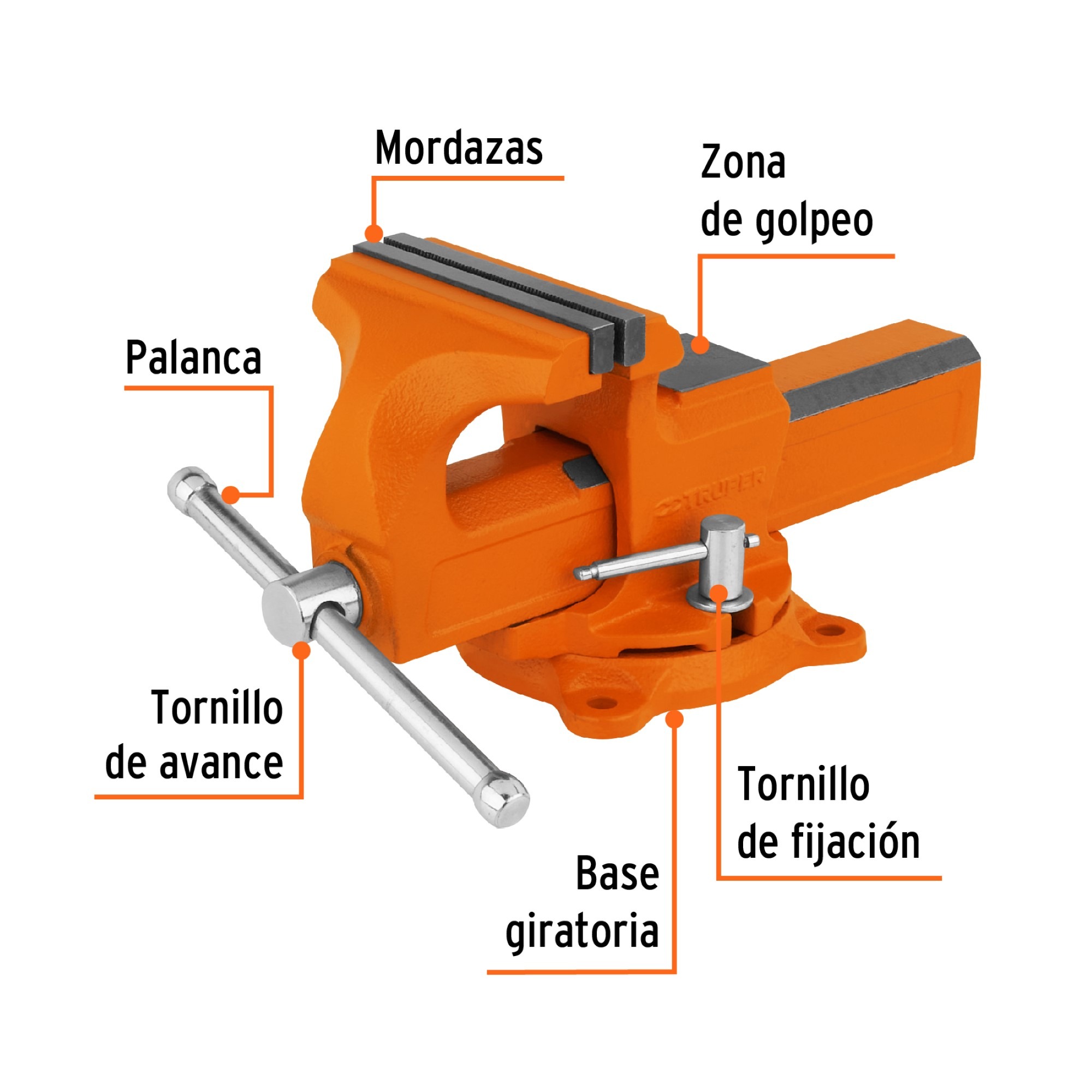 Prensa Tornillo De Banco 5" Trabajo Pesado Alta Resistencia - Imagen 3