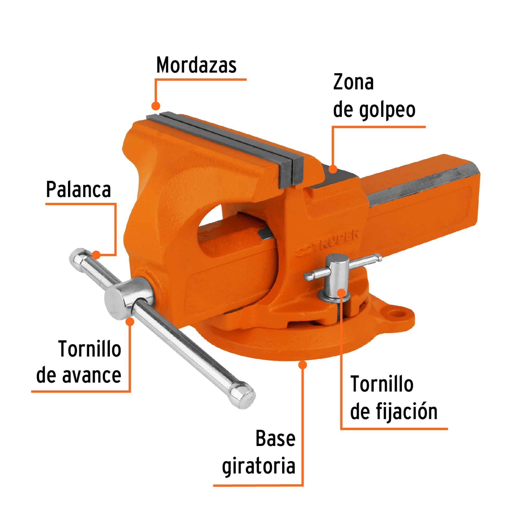 Prensa Tornillo De Banco 6" Trabajo Pesado Alta Resistencia - Imagen 3