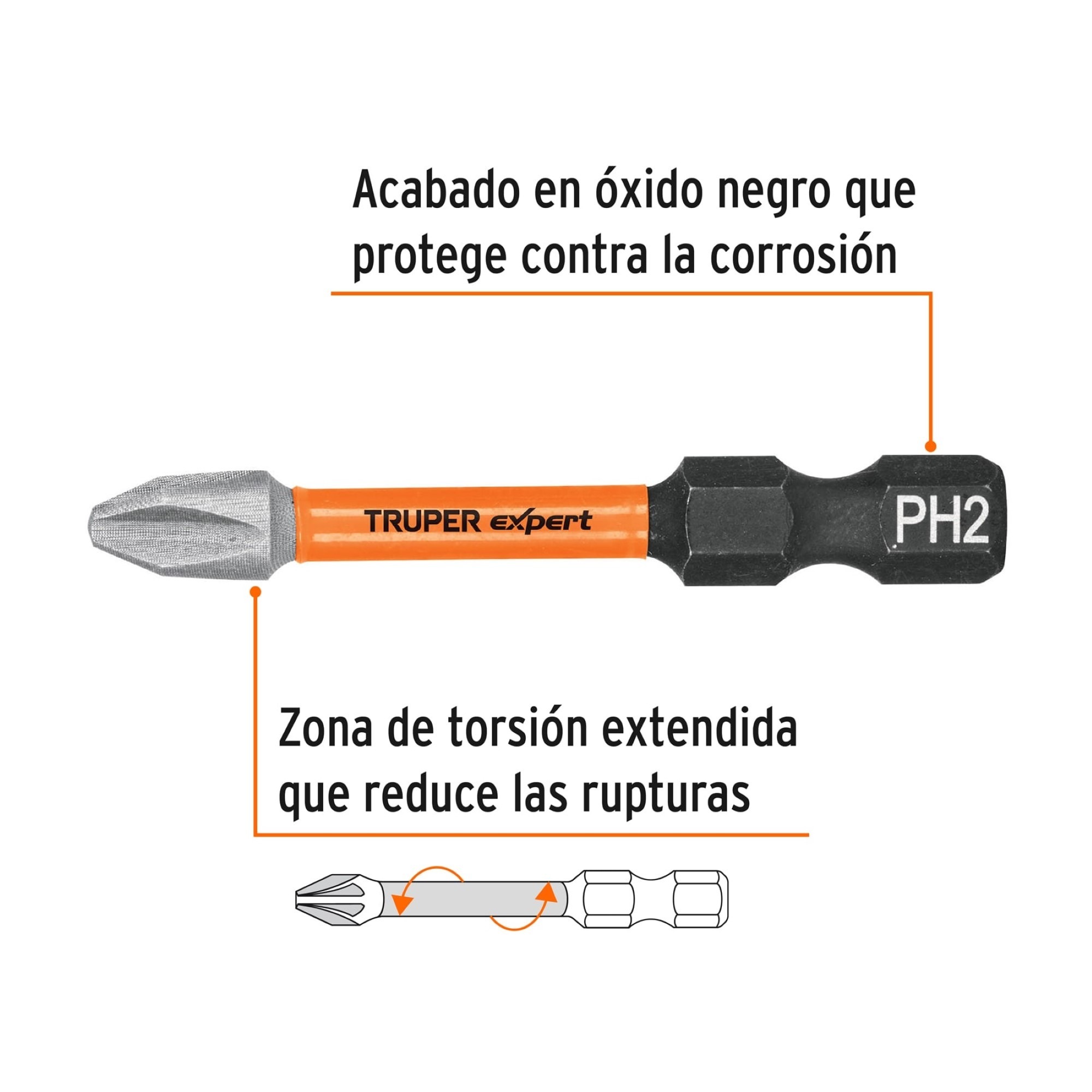 Juego De 5 Puntas De Impacto Phillips PH2 De 2" - Imagen 2