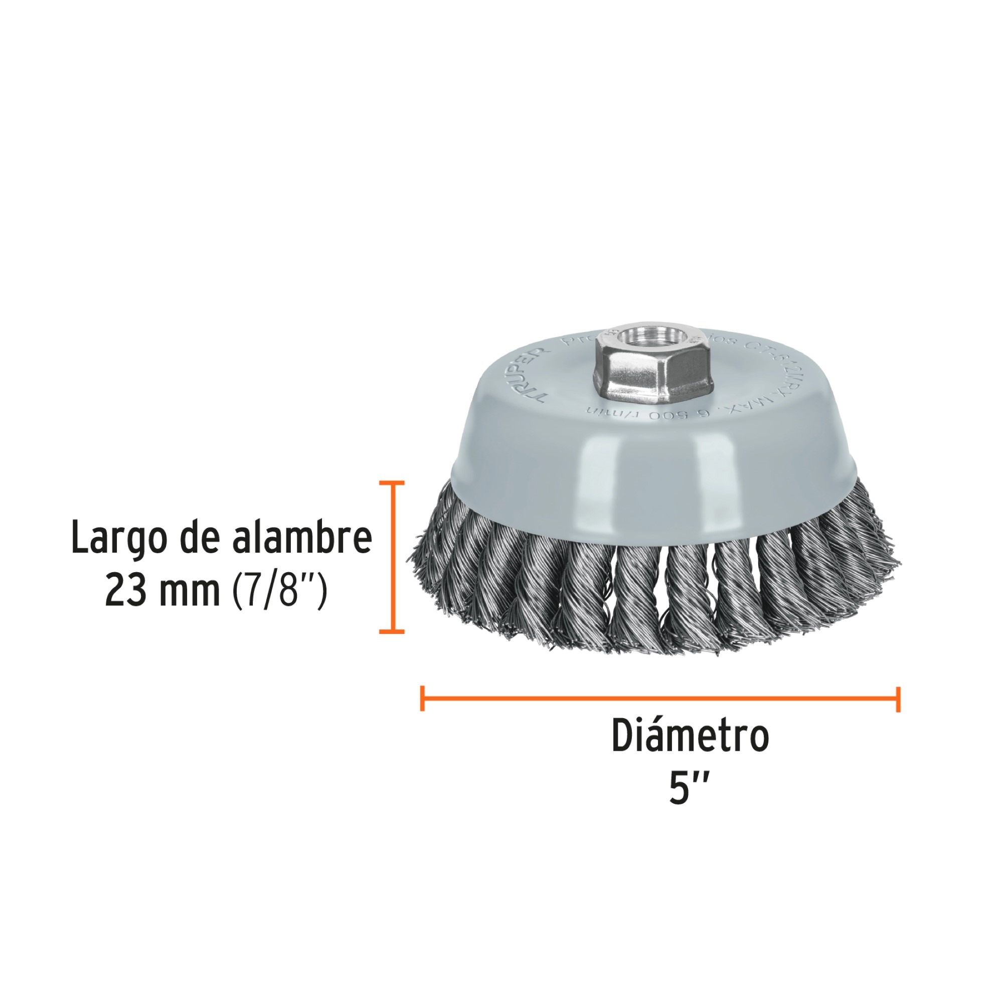 Grata Copa De 5" Alambre Trenzado Grueso - Imagen 2