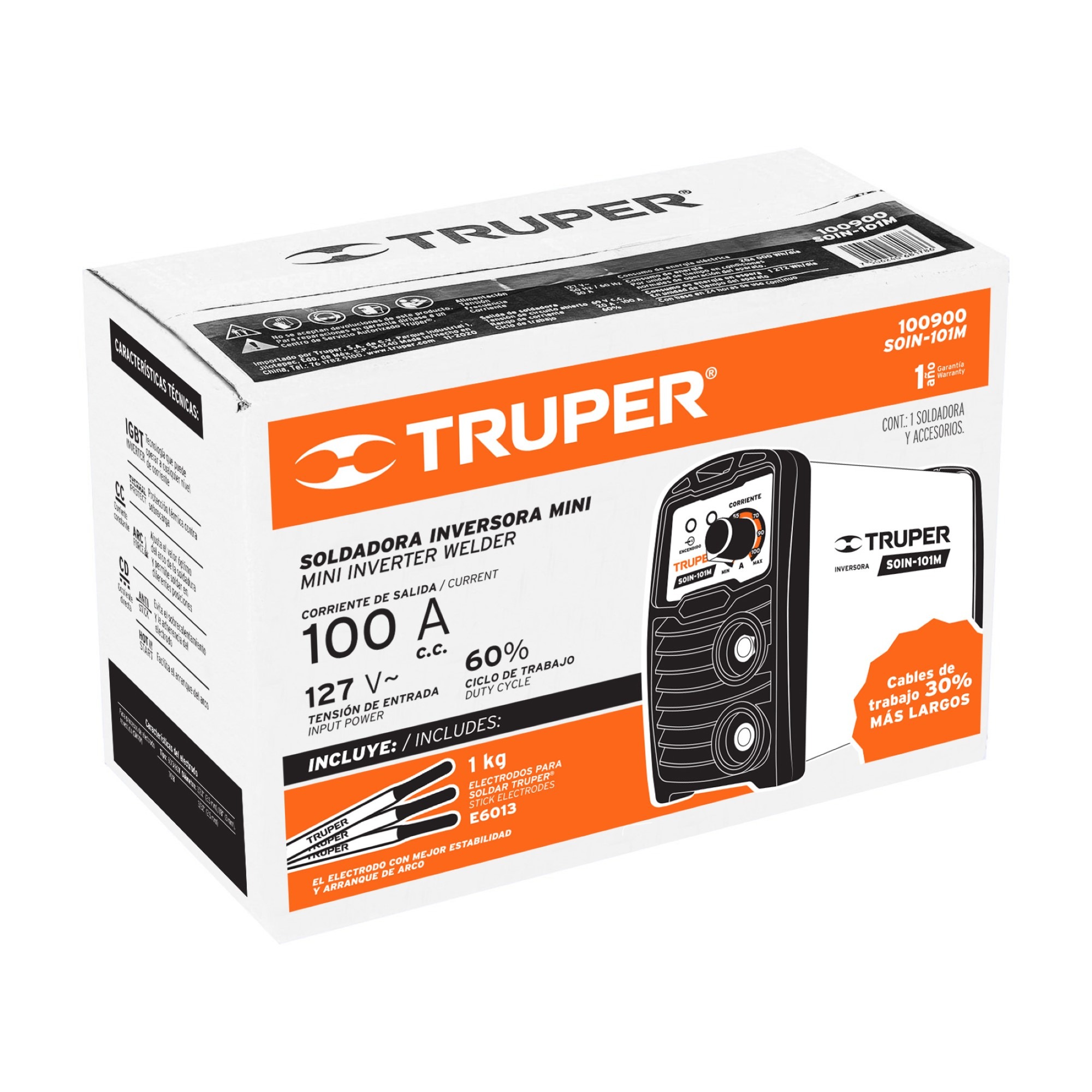 Soldador Inversor Mini 100A 127V Profesional Bornes 3/8" - Imagen 7