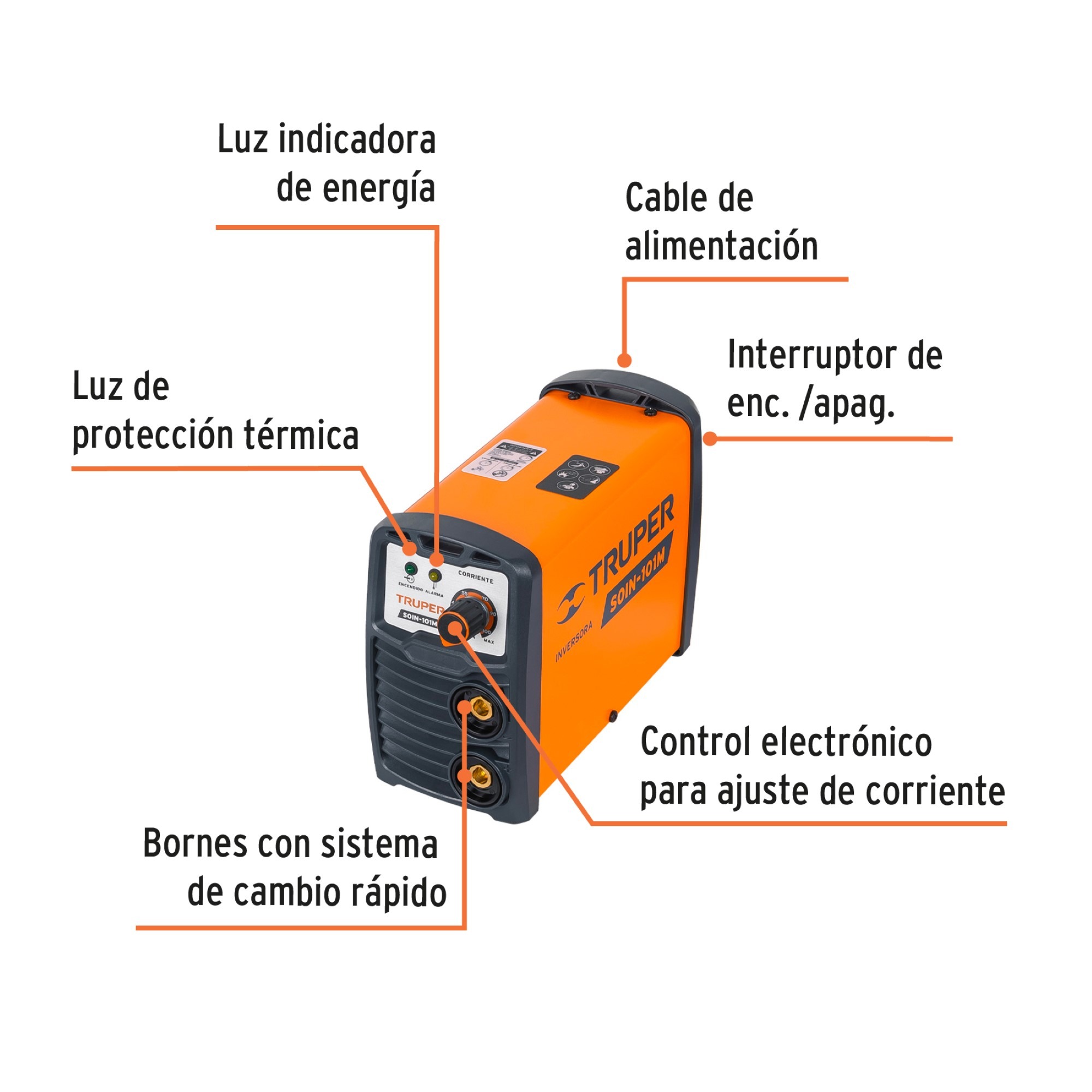 Soldador Inversor Mini 100A 127V Profesional Bornes 3/8" - Imagen 3