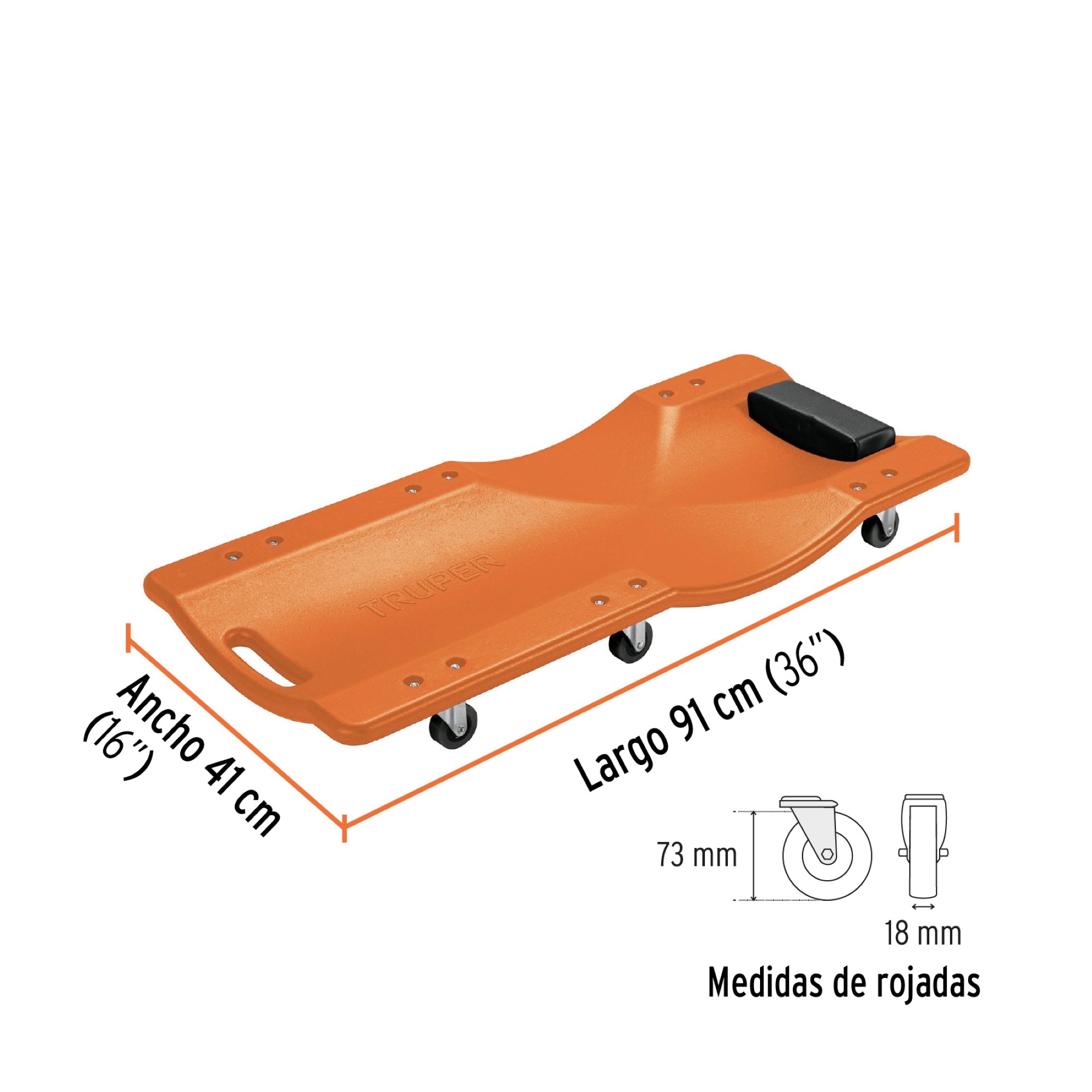 Camilla De Plastico 36" Pulgadas Para Taller Mecánico - Imagen 2