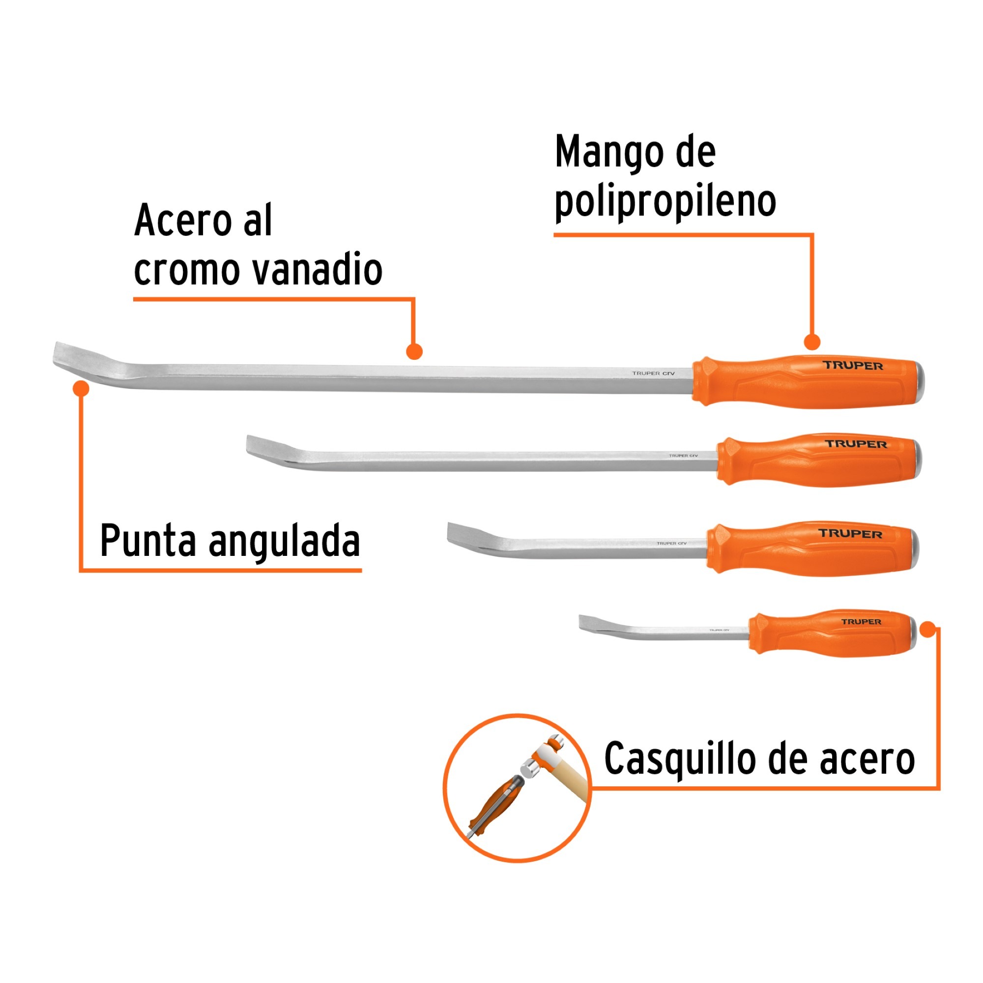 Juego De 4 Destornilladores Tipo Palanca Mango De PVC - Imagen 2