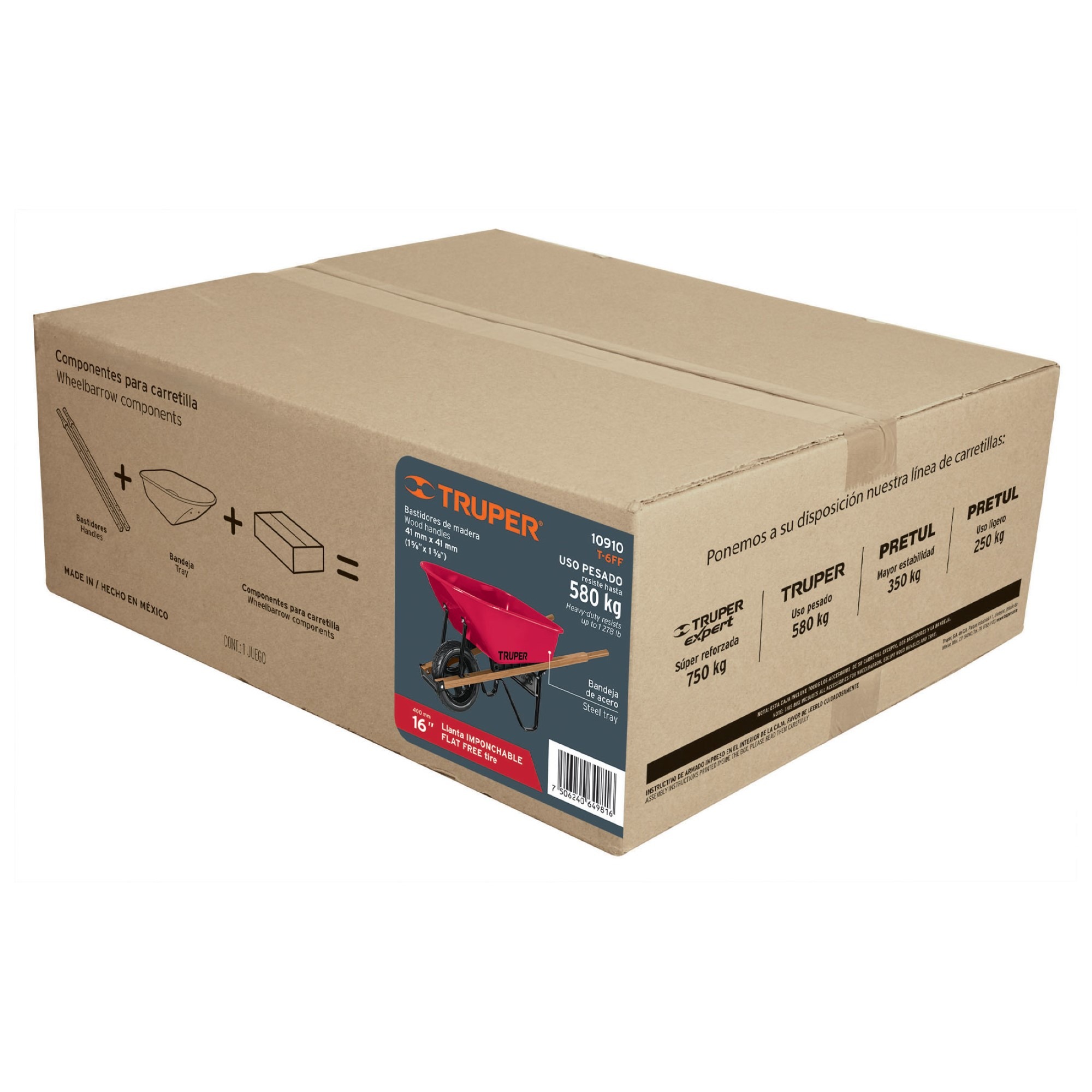 Carretilla Metálica 170 L Rueda Antipinchazo Cap Carga 580kg - Imagen 2