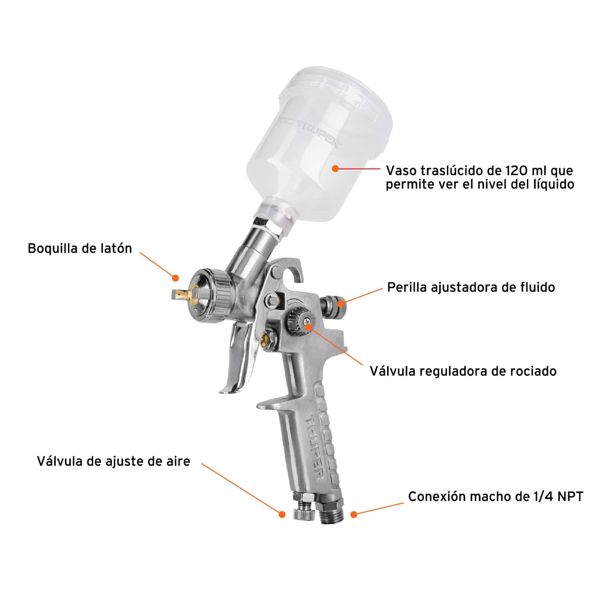 Pistola Para Pintar De Gravedad HVLP 120 ml Boquilla 1 mm - Imagen 2