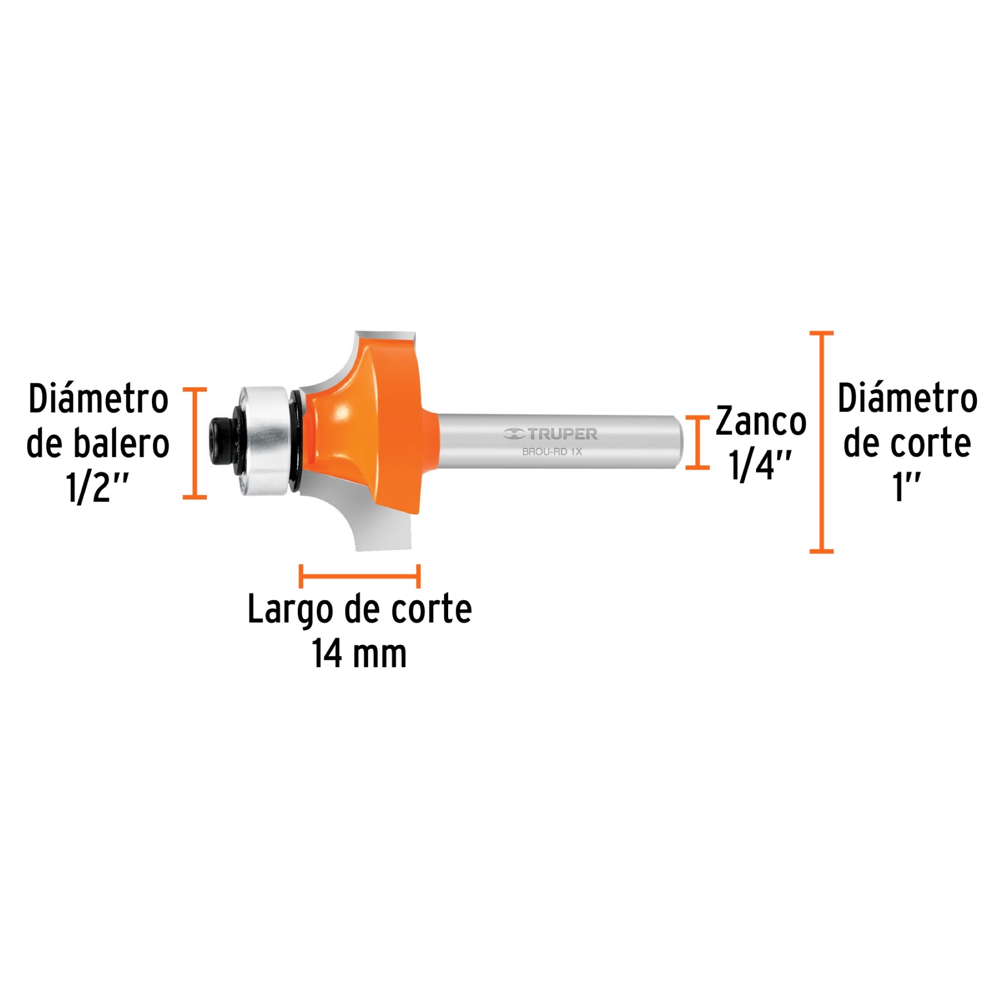 Fresa Redondeadora Con Balinera. Diámetro 1" - Imagen 2