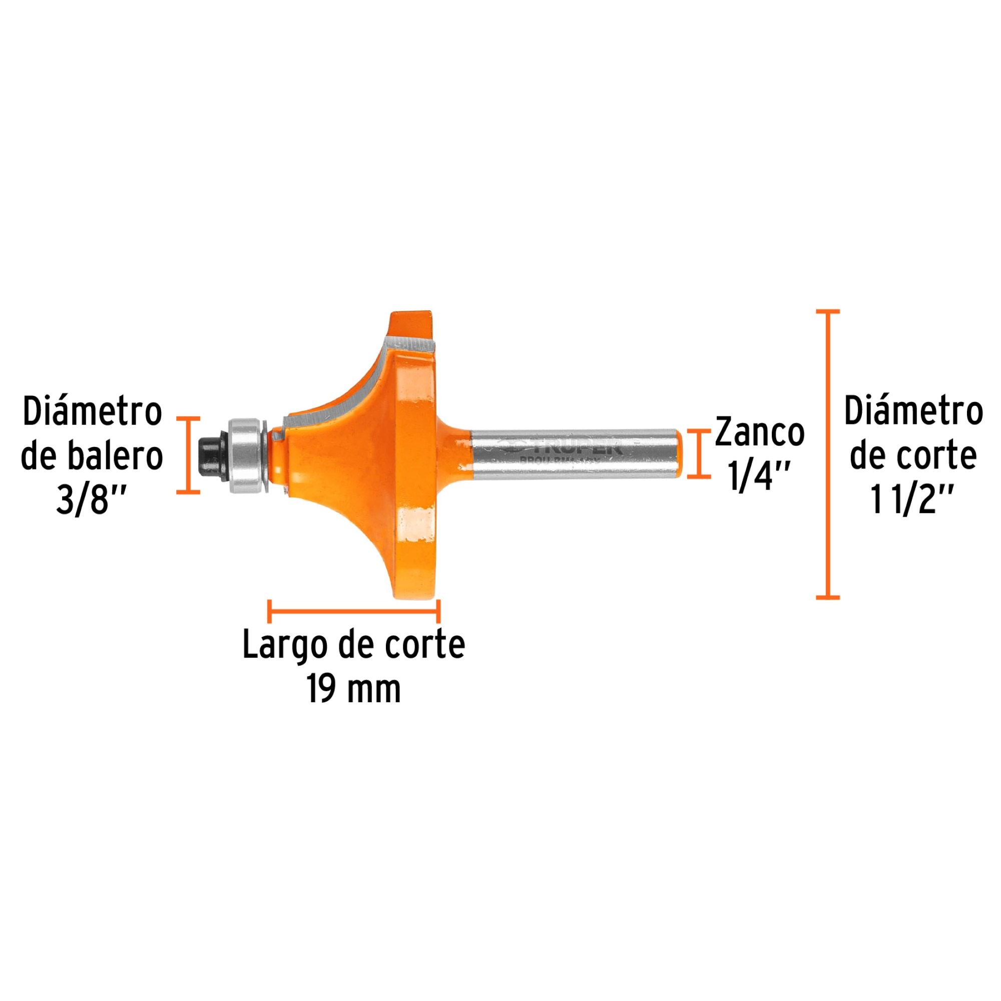 Fresa Redondeadora De Moldura Con Balinera. Diámetro 1.1/2" - Imagen 2