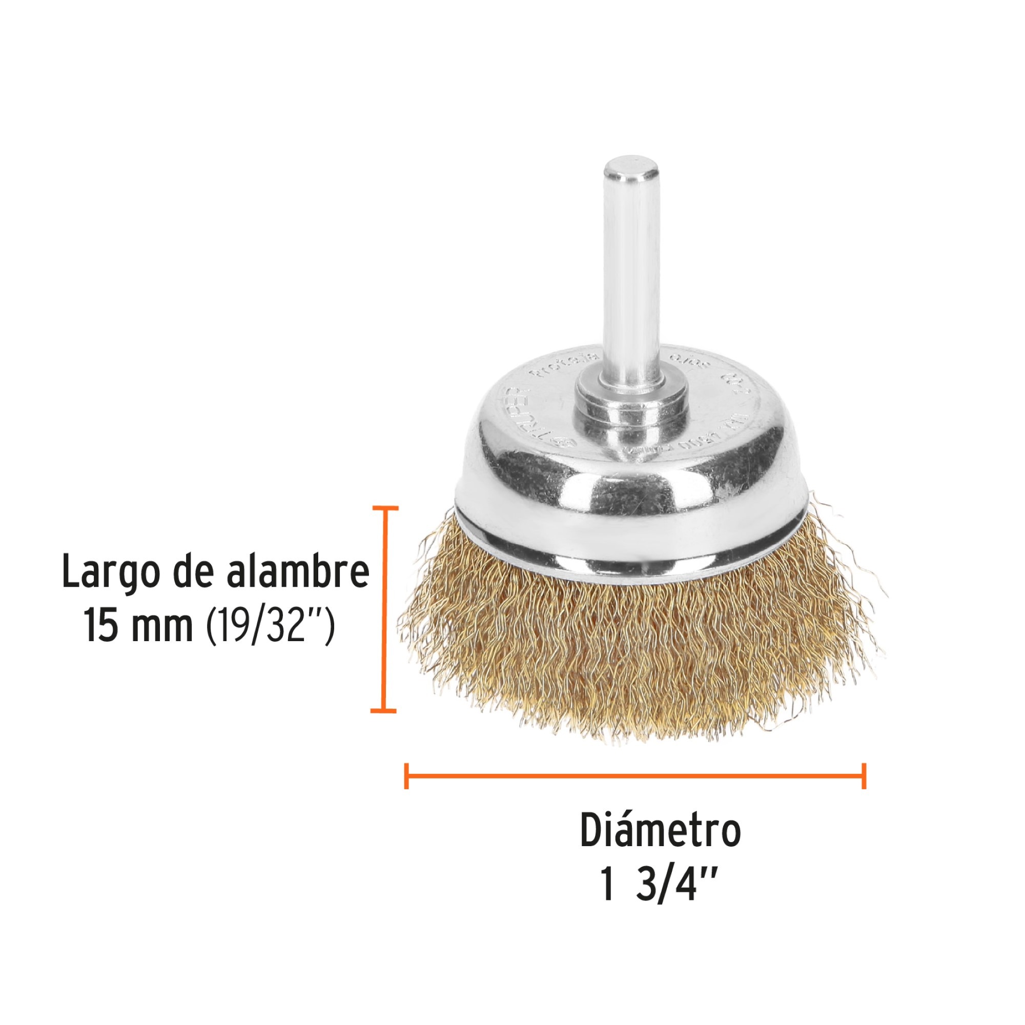 Grata Copa De Alambre Grueso De 1.3/4". Zanco De 1/4" - Imagen 2