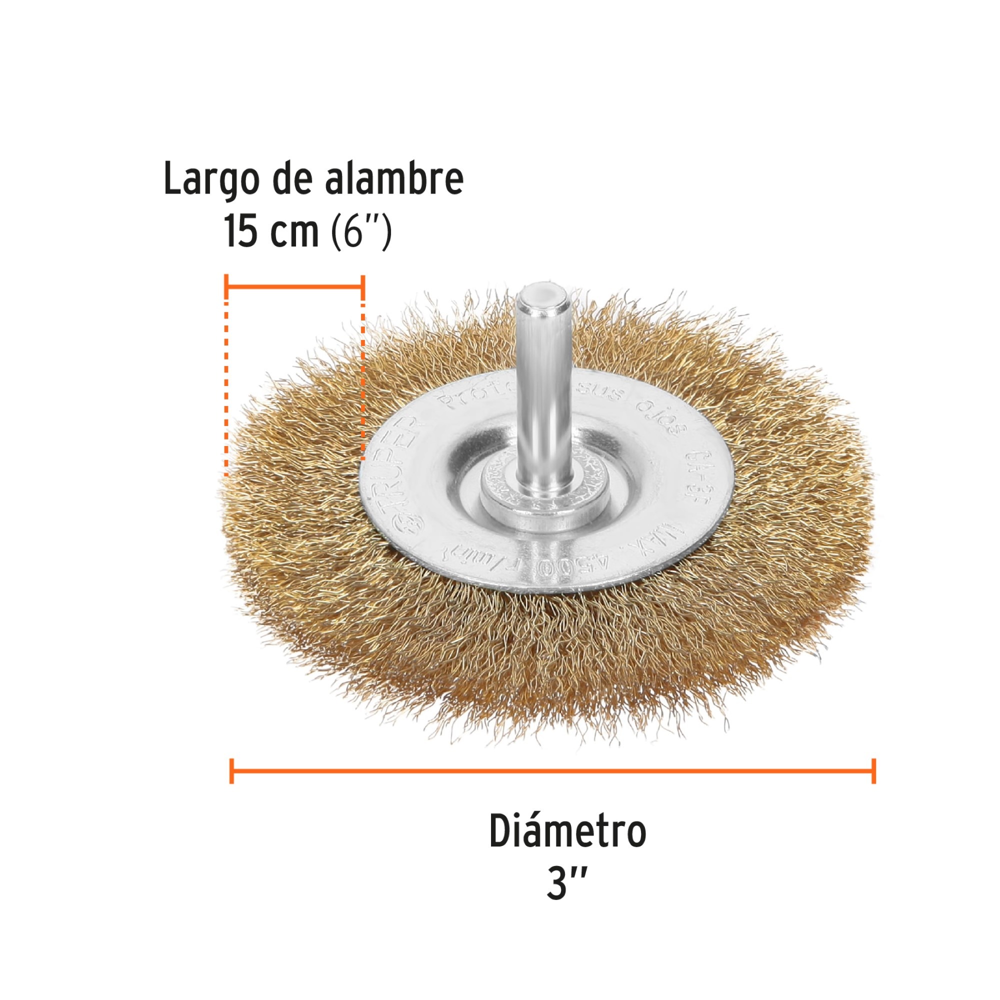 Grata Circular De Alambre Fino De 3". Zanco De 1/4" - Imagen 2