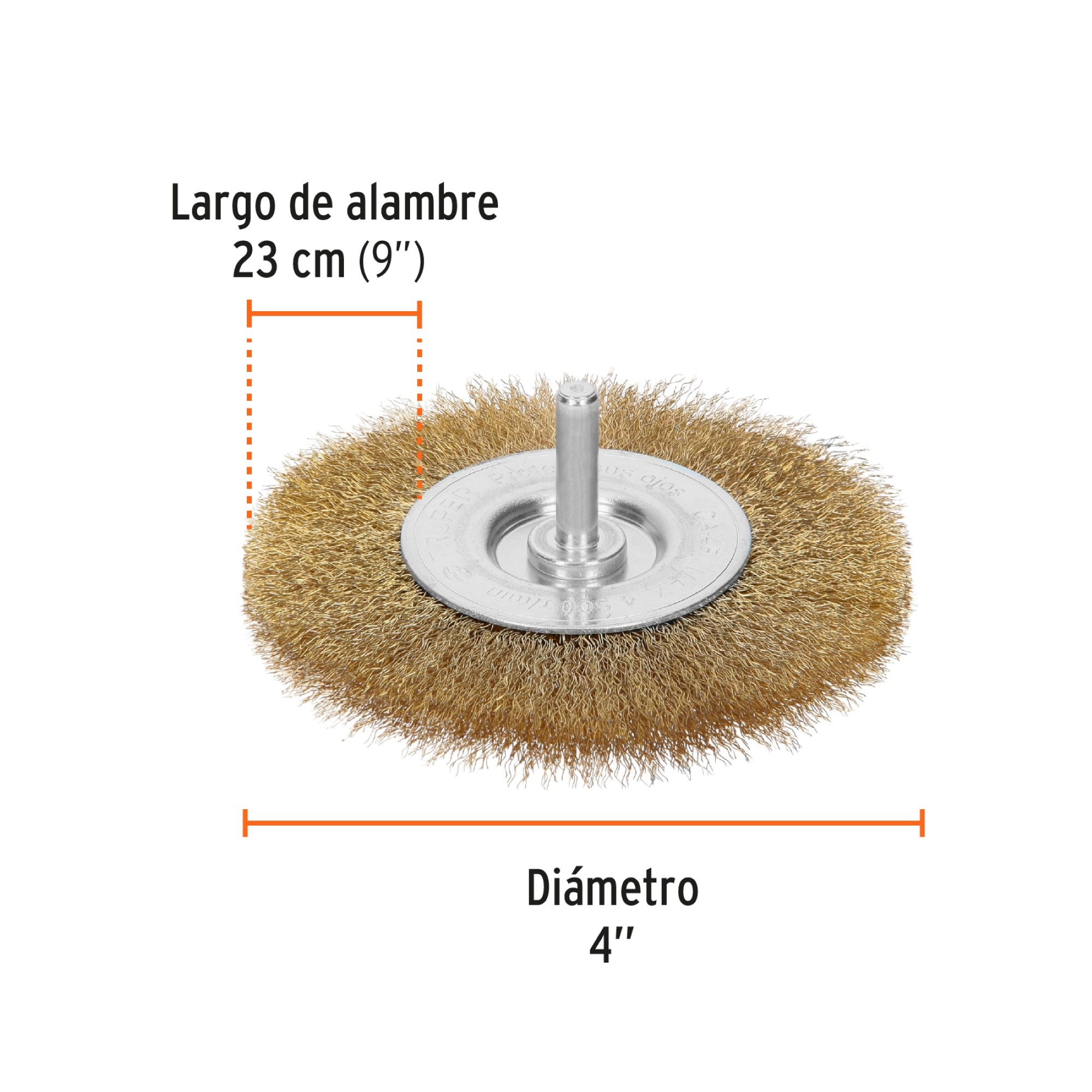 Grata Circular De Alambre Fino De 4". Zanco De 1/4" - Imagen 2