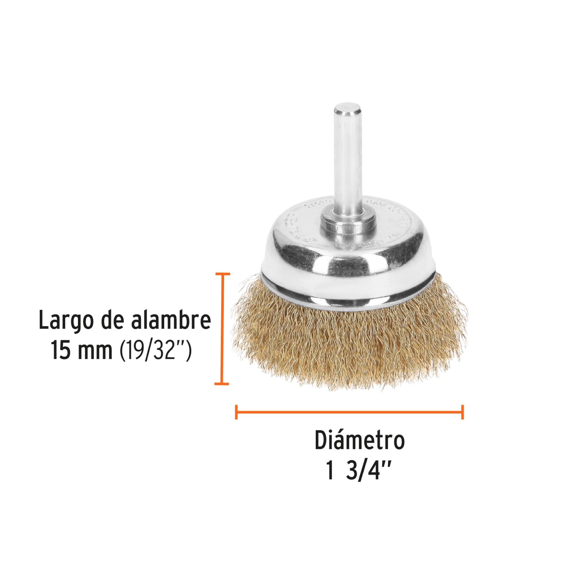 Grata Copa De Alambre Fino De 1.3/4" Zanco De 1/4" - Imagen 2