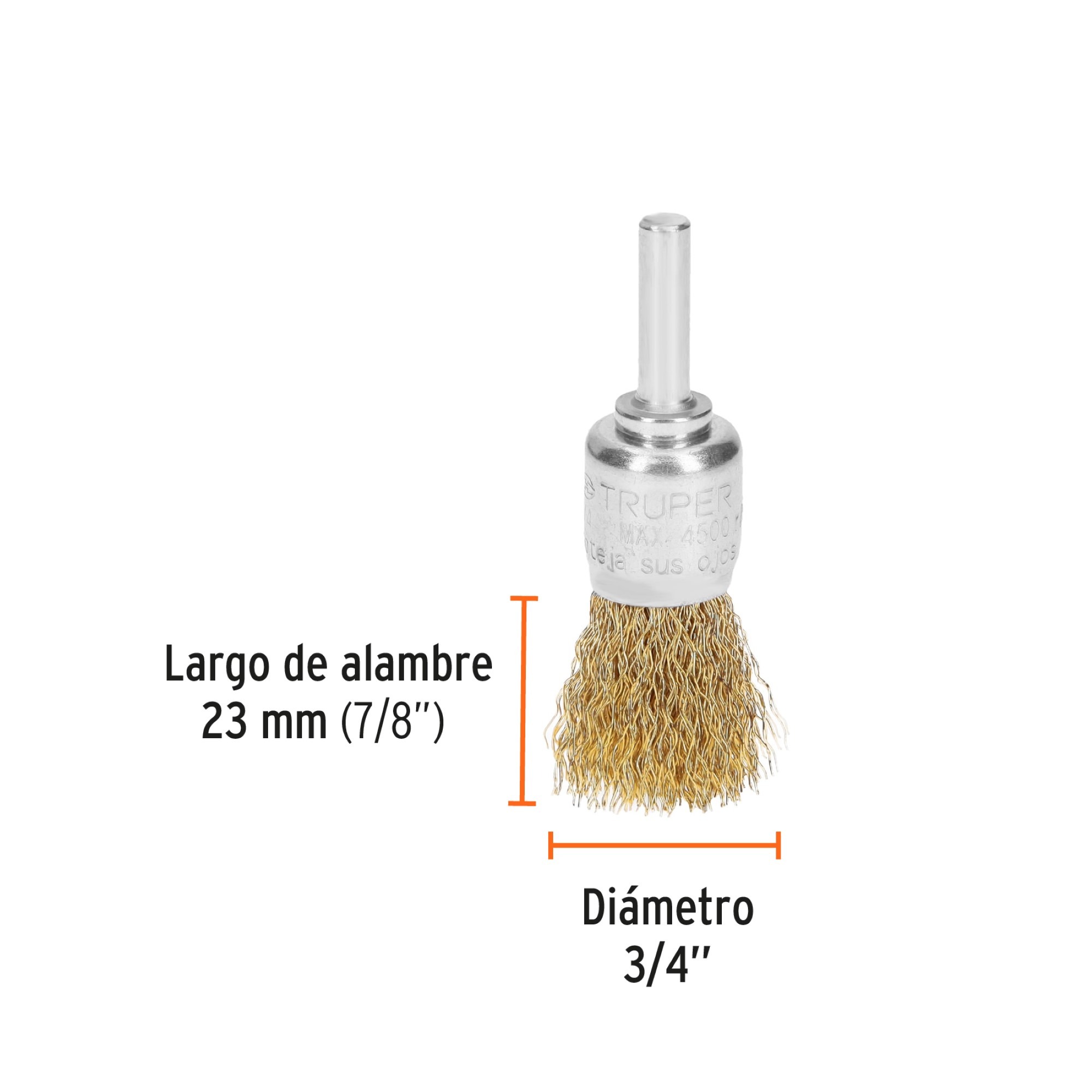 Grata Copa De Alambre Grueso De 3/4" Zanco De 1/4" - Imagen 2