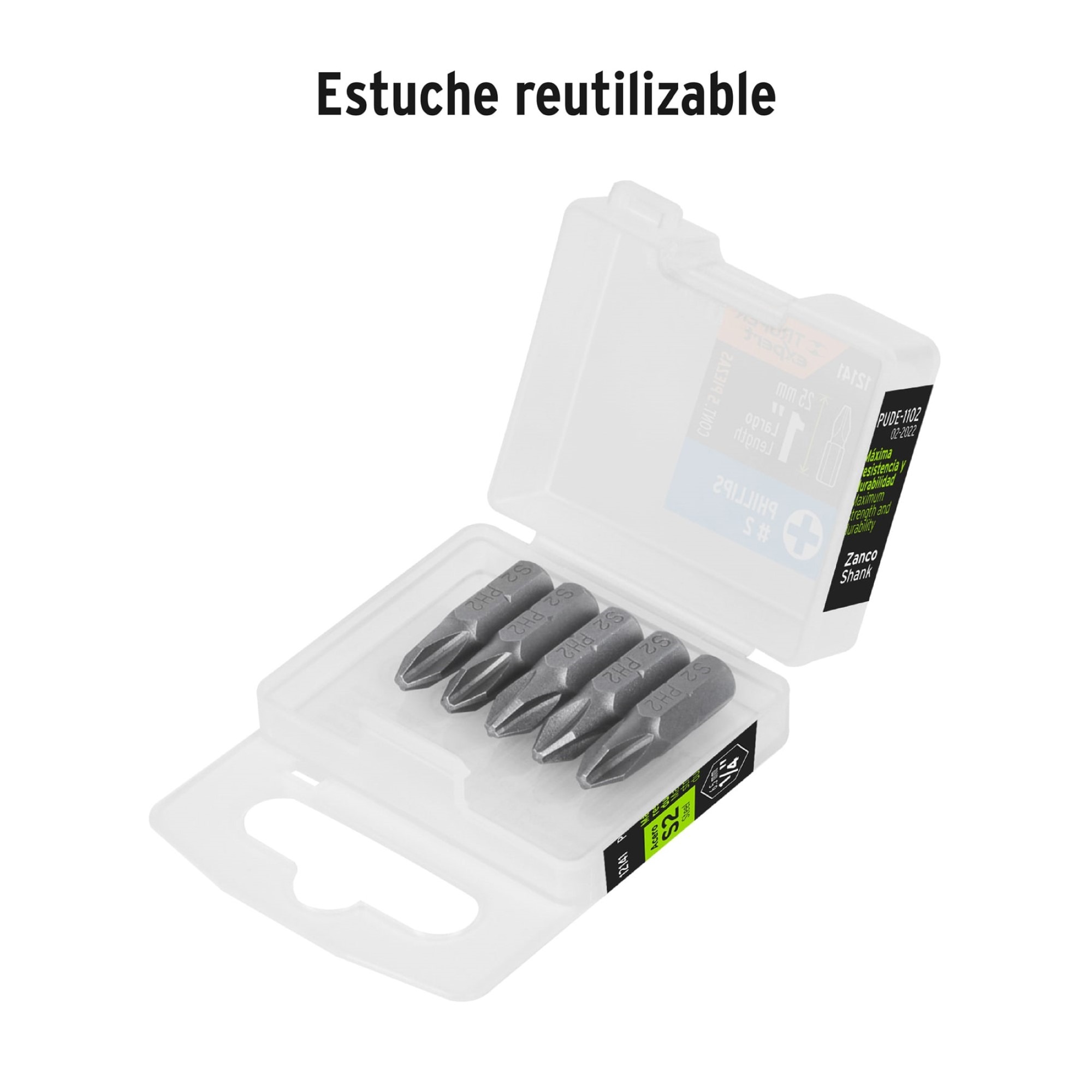 Estuche Reutilizable Con 5 Puntas Phillips Iguales PH2 De 1" - Imagen 4