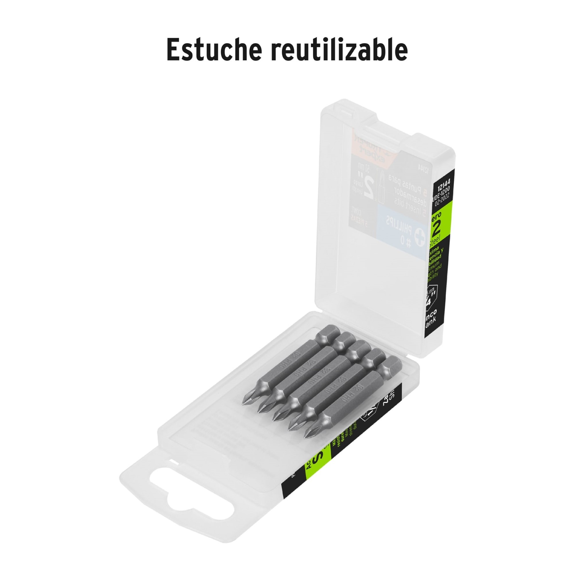 Estuche Reutilizable Con 5 Puntas Phillips Iguales PH0 De 2" - Imagen 4