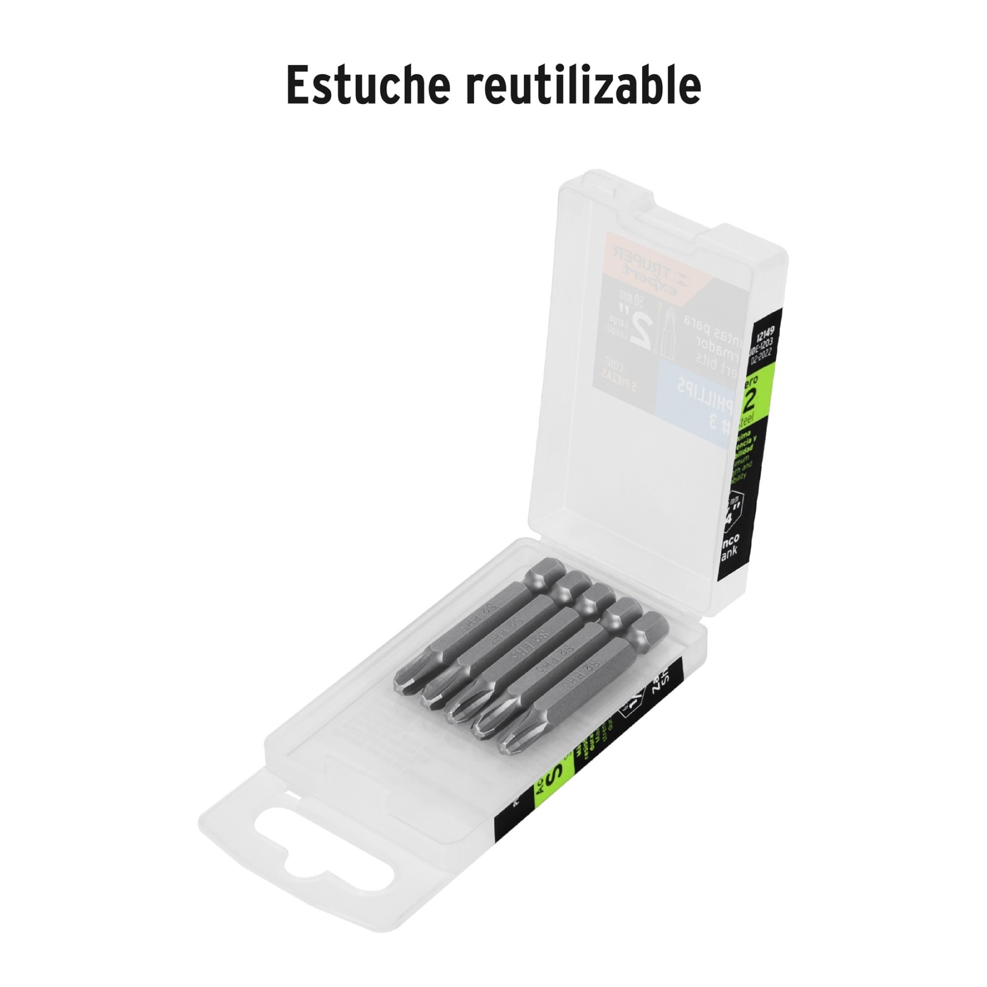 Estuche Reutilizable Con 5 Puntas Phillips Iguales PH3 De 2" - Imagen 4