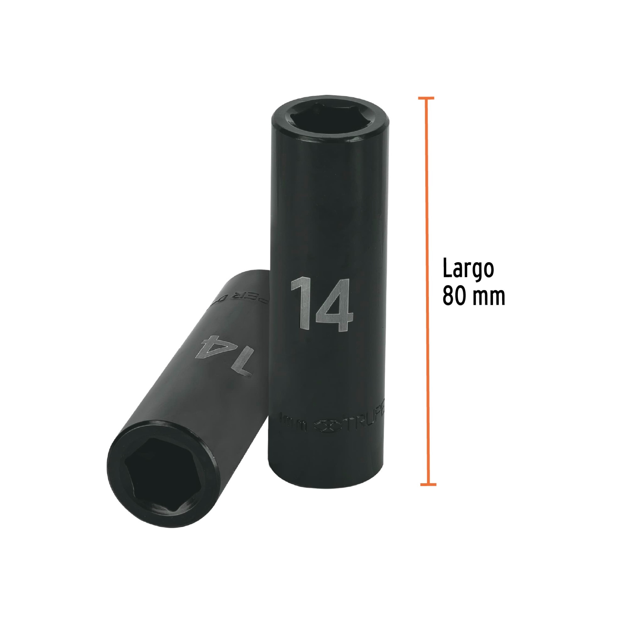 Copa Larga De Impacto 14 mm 6 Puntas Con Cuadrante De 1/2" - Imagen 2