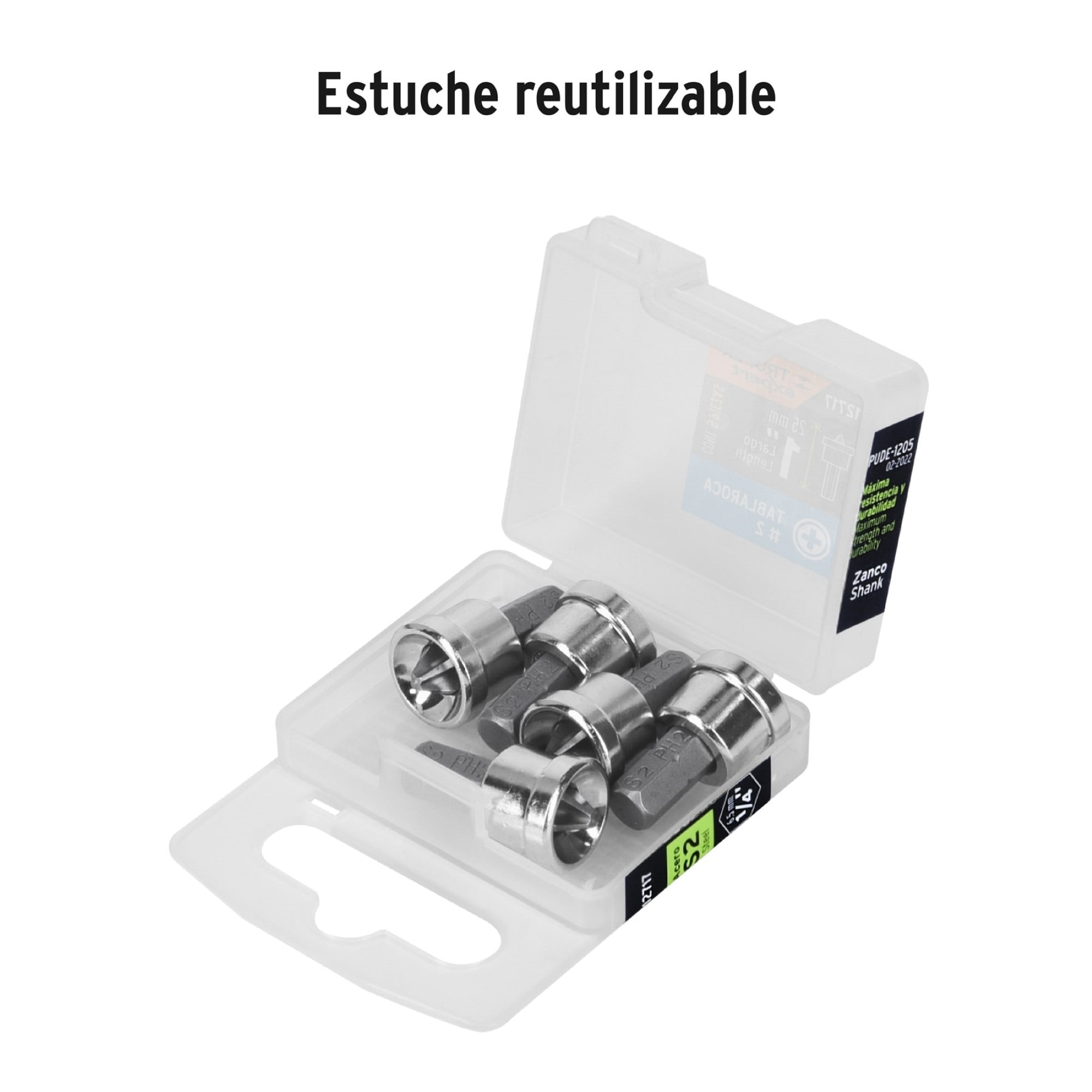 Estuche Reutilizable Con 5 Puntas Phillips iguales PH2 De 1" - Imagen 3