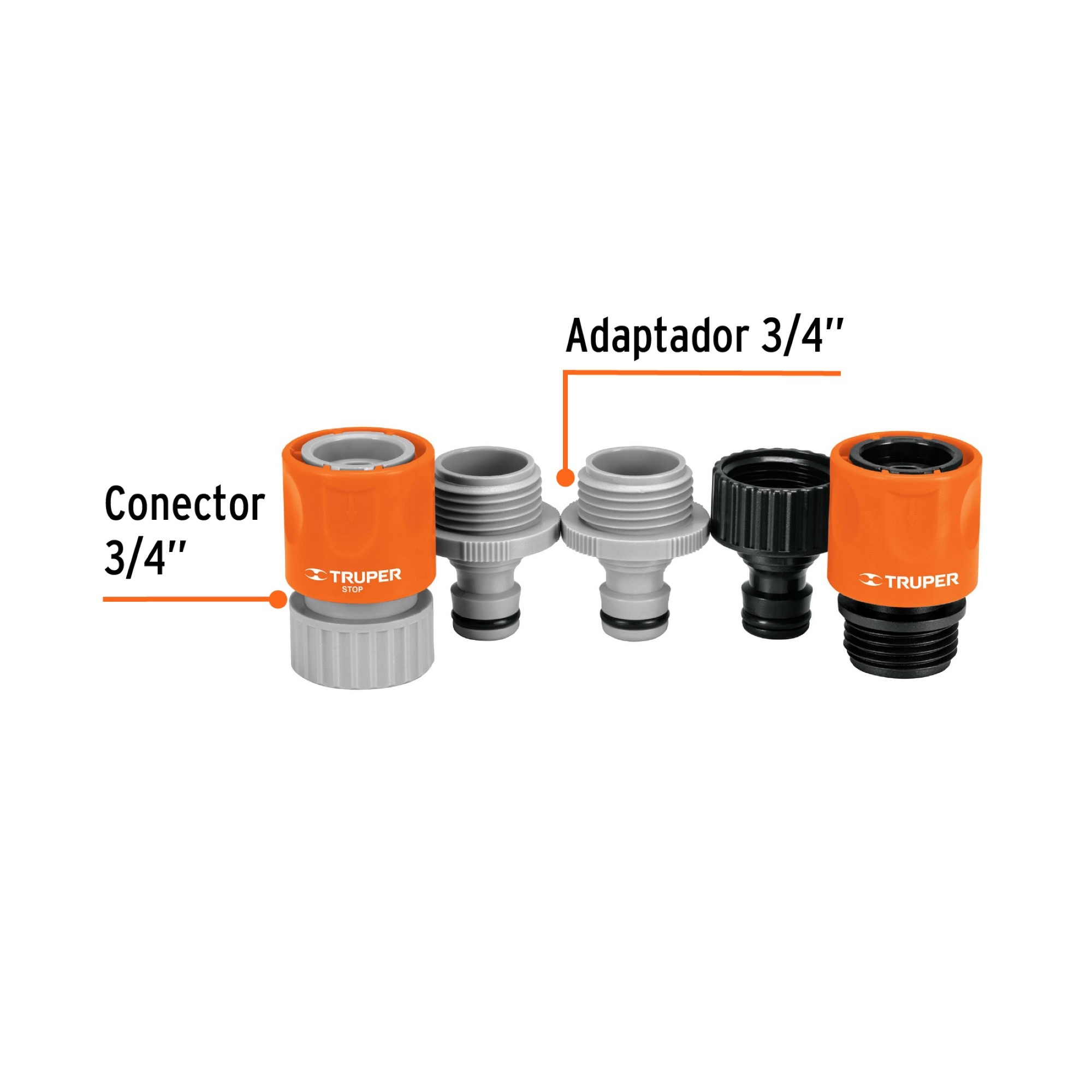 Juego De 2 Acoples Rápidos Sistema Click Para Manguera - Imagen 2