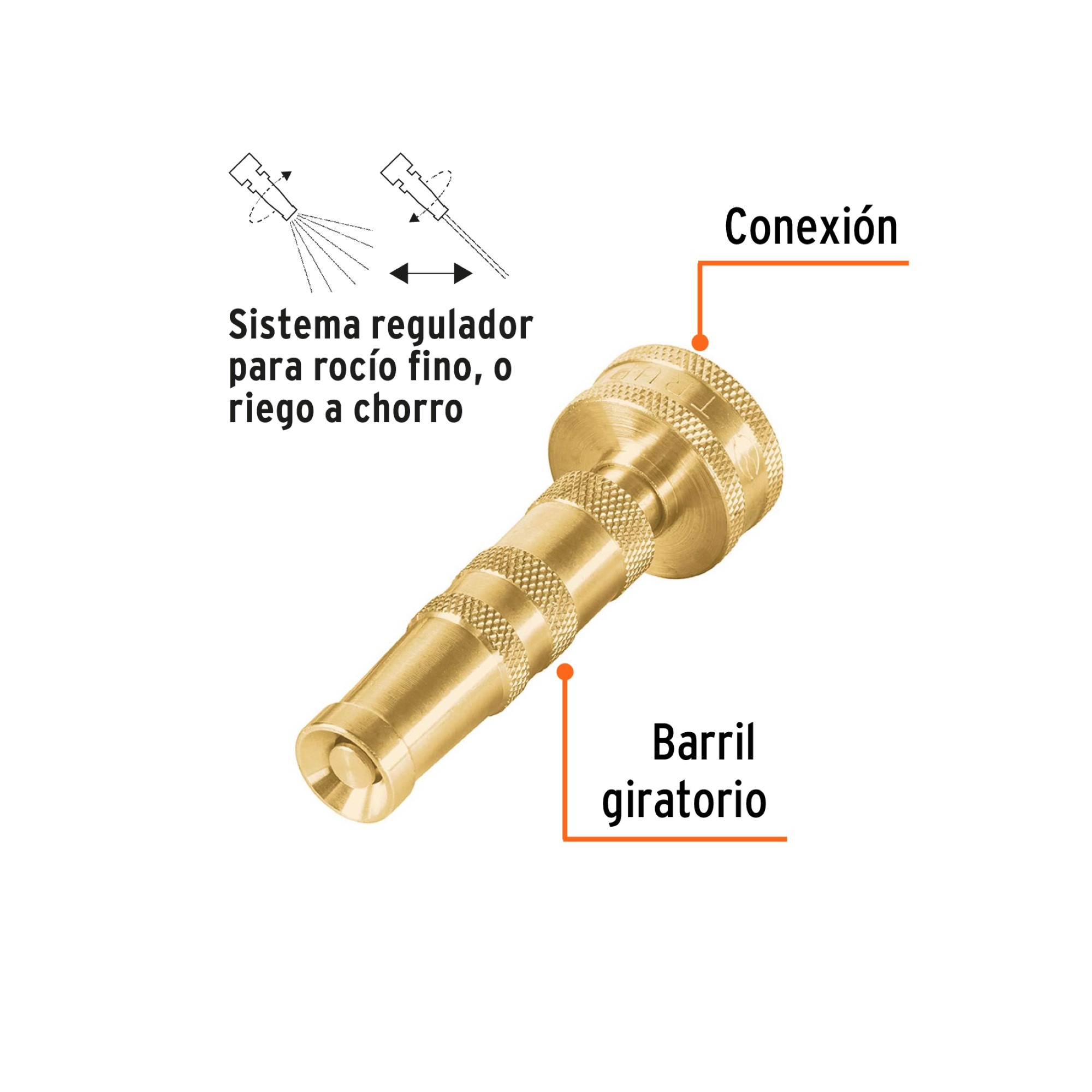 Boquilla De Latón De 9 cm Para Manguera Rosca 3/4" - Imagen 3